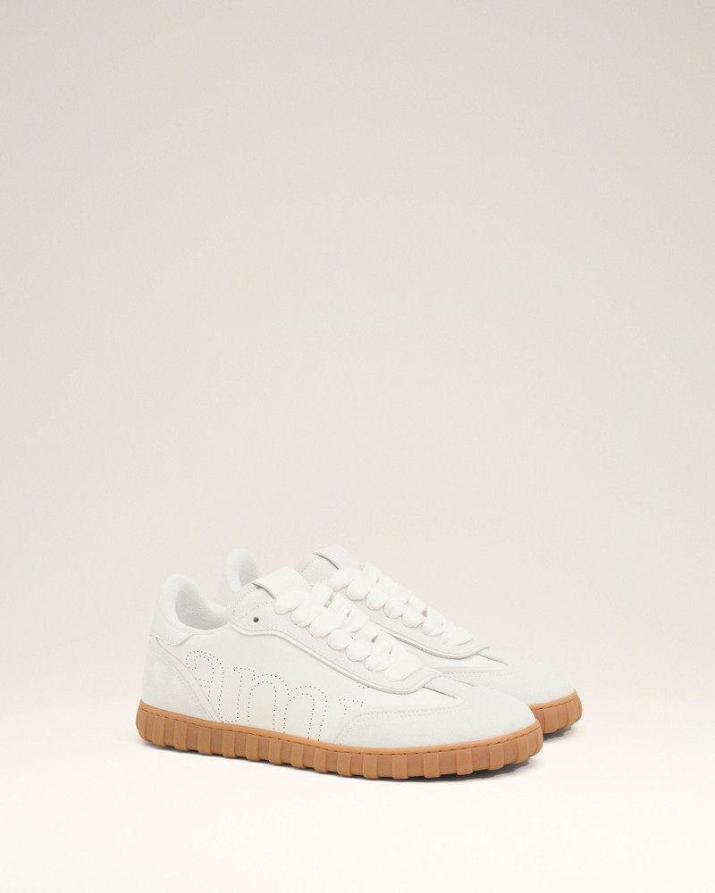 WHITE COWHIDE LEATHER STEP SNEAKERS 3