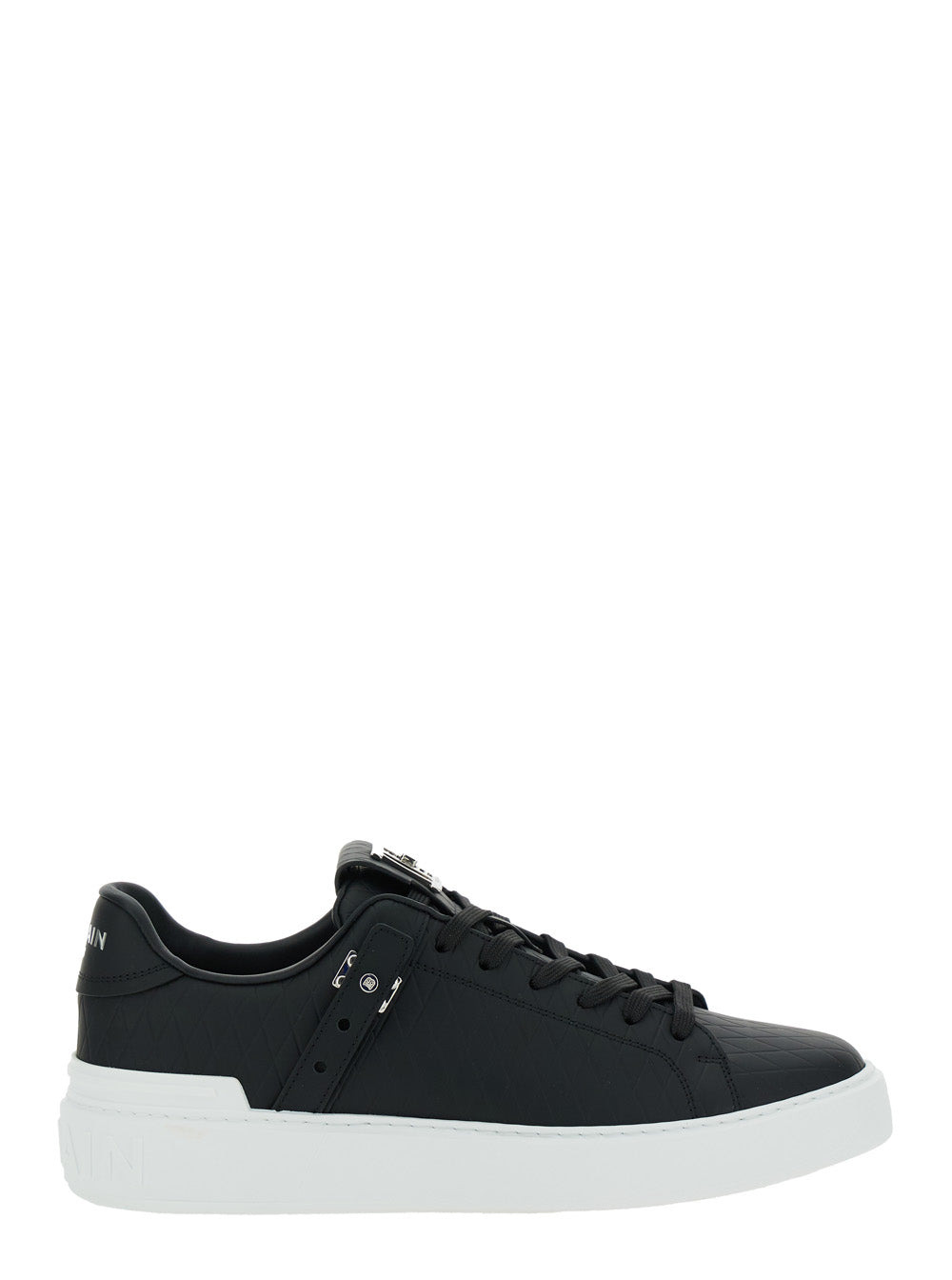 Balmain Men 'B-Court B-Buzz' Black Low Sneakers With Diamond Motif And Logo Patch On The Tongue In L - 1