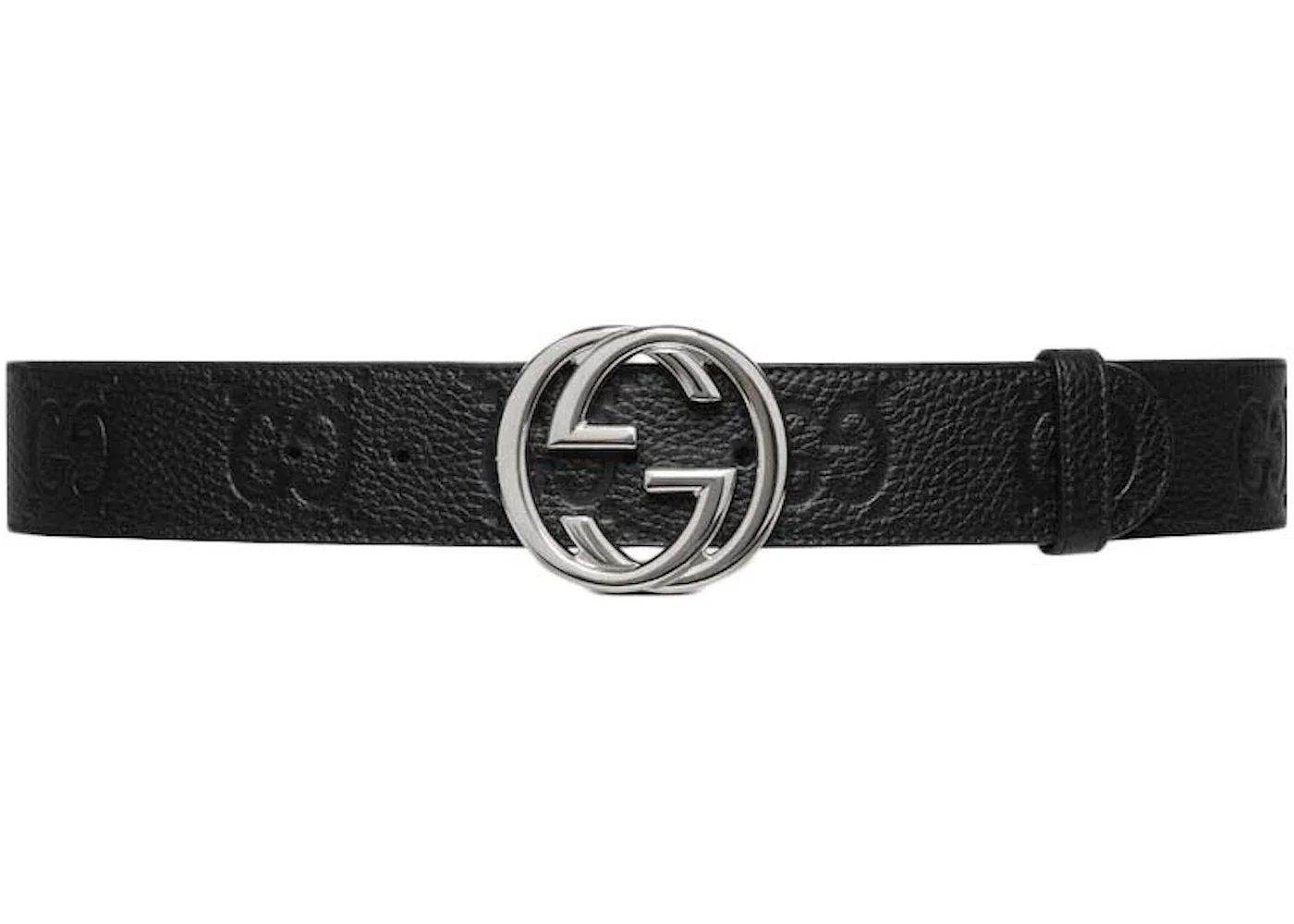 Gucci Wide Interlocking G Buckle Belt Black - 1