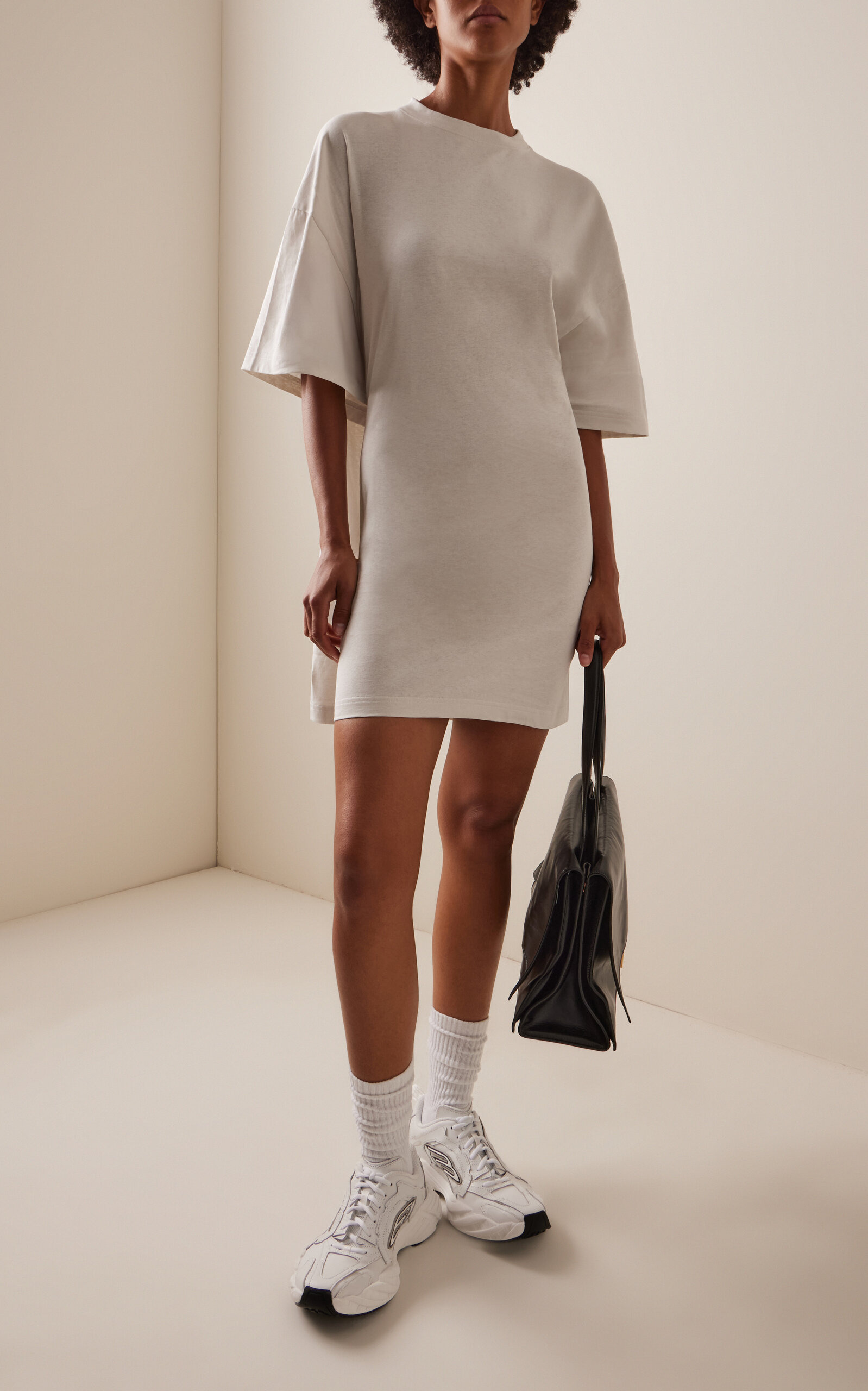 Cotton Mini T-Shirt Dress white - 2