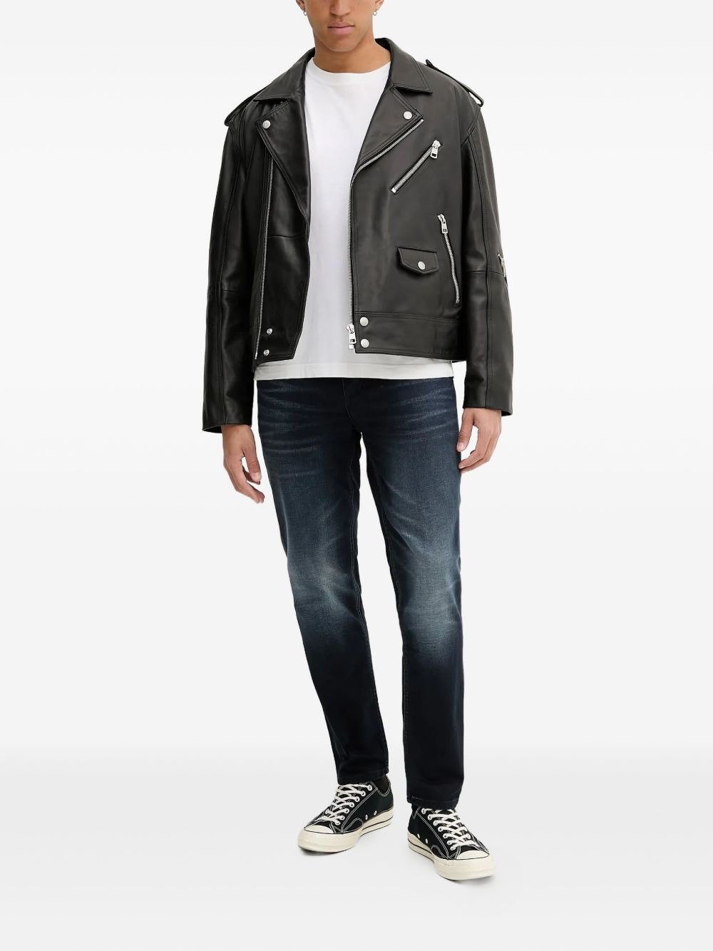 faded dark-wash jeans - 2