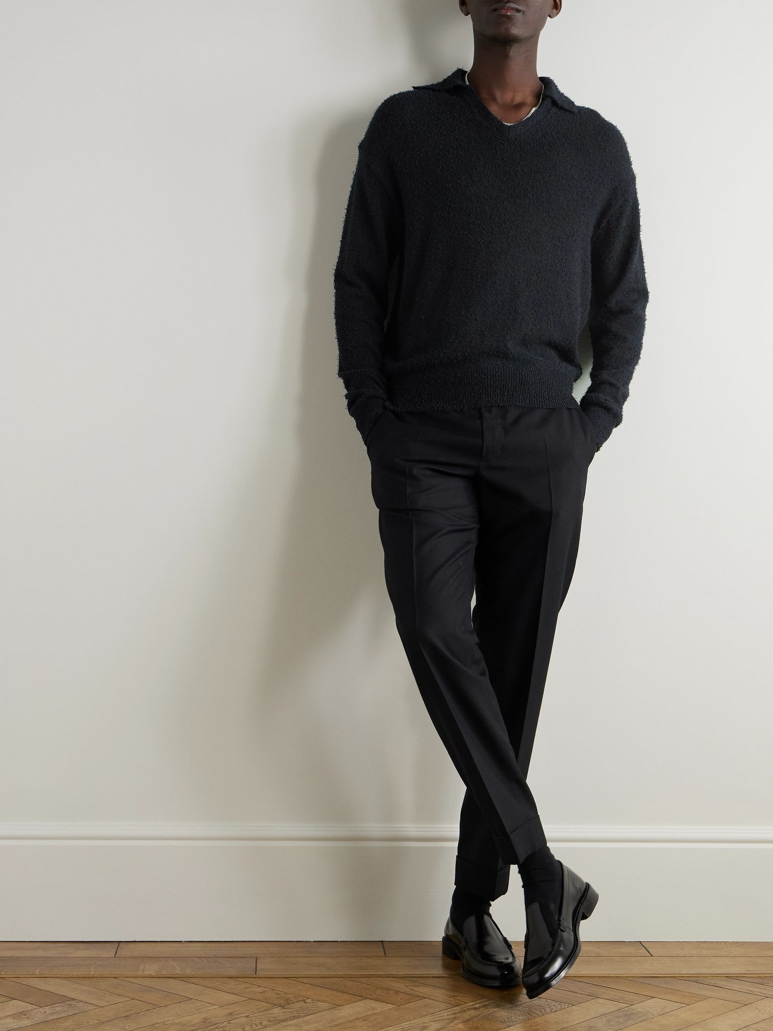 Textured Organic Cotton-Blend Sweater Black - 2