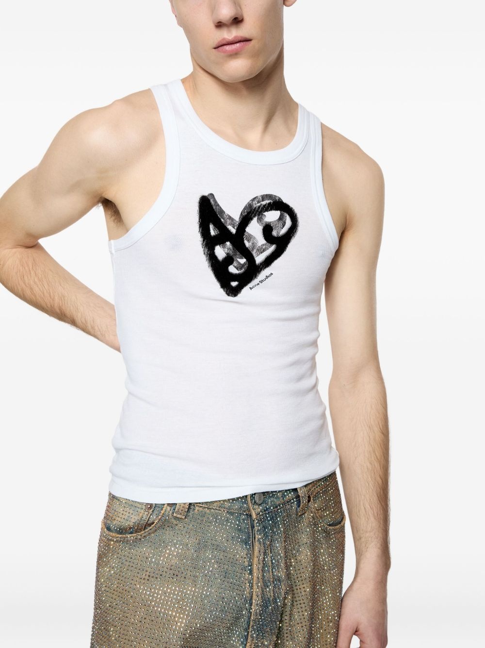 heart-print tank top - 6