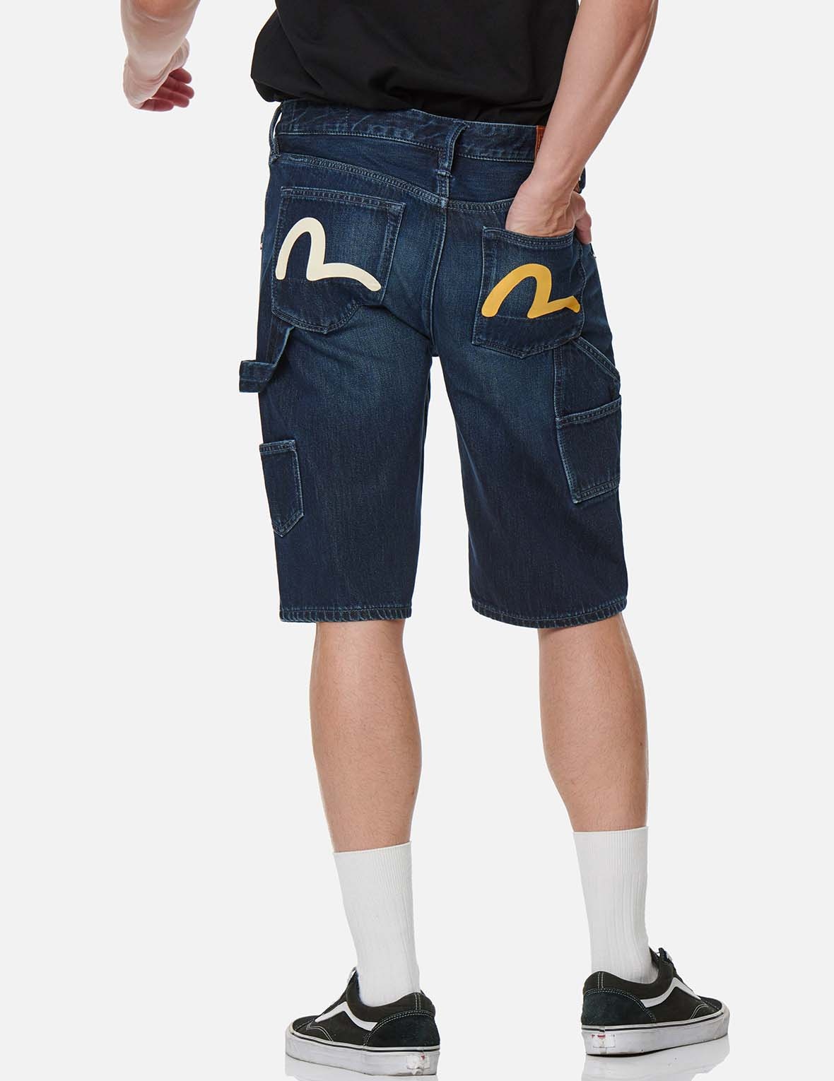 TWO-TONE SEAGULL DENIM SHORTS - 3