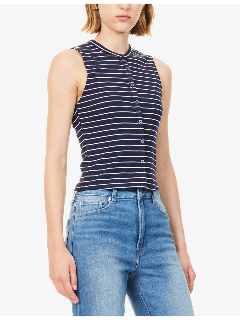 Striped Sleeveless Stretch-Knit Top 3