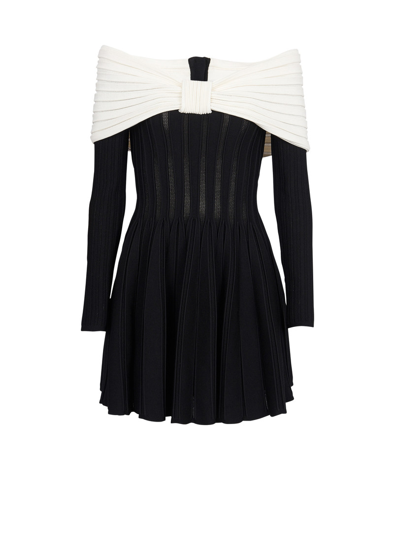 Off-the-shoulder skater dress in a textured knit 1
