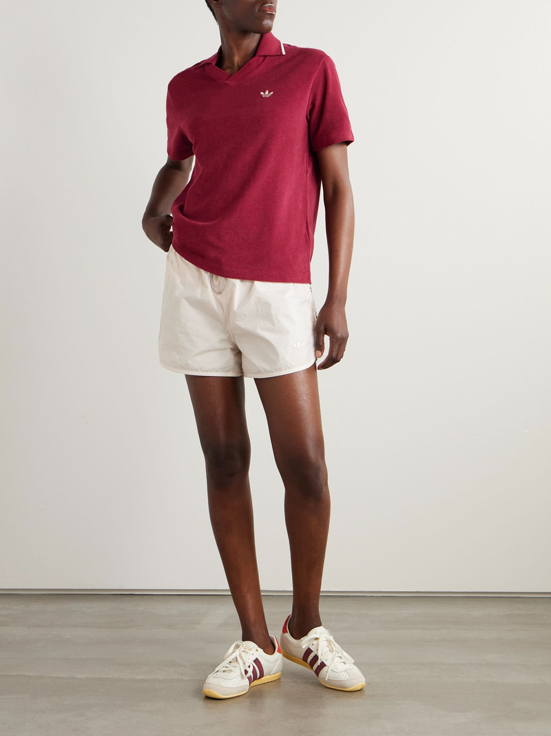 adidas Originals + Wales Bonner embroidered cotton-blend terry polo shirt Red outlook