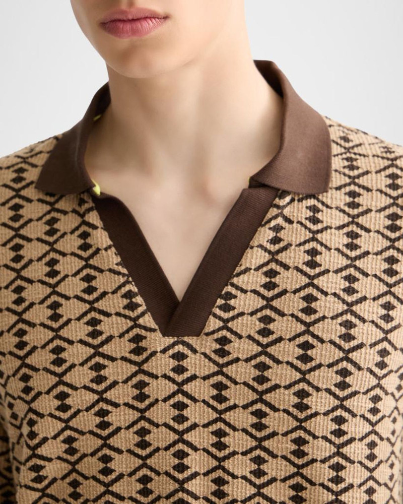 Men's Relaxed-Fit Geometric Toweling Johnny Collar Polo Shirt 5