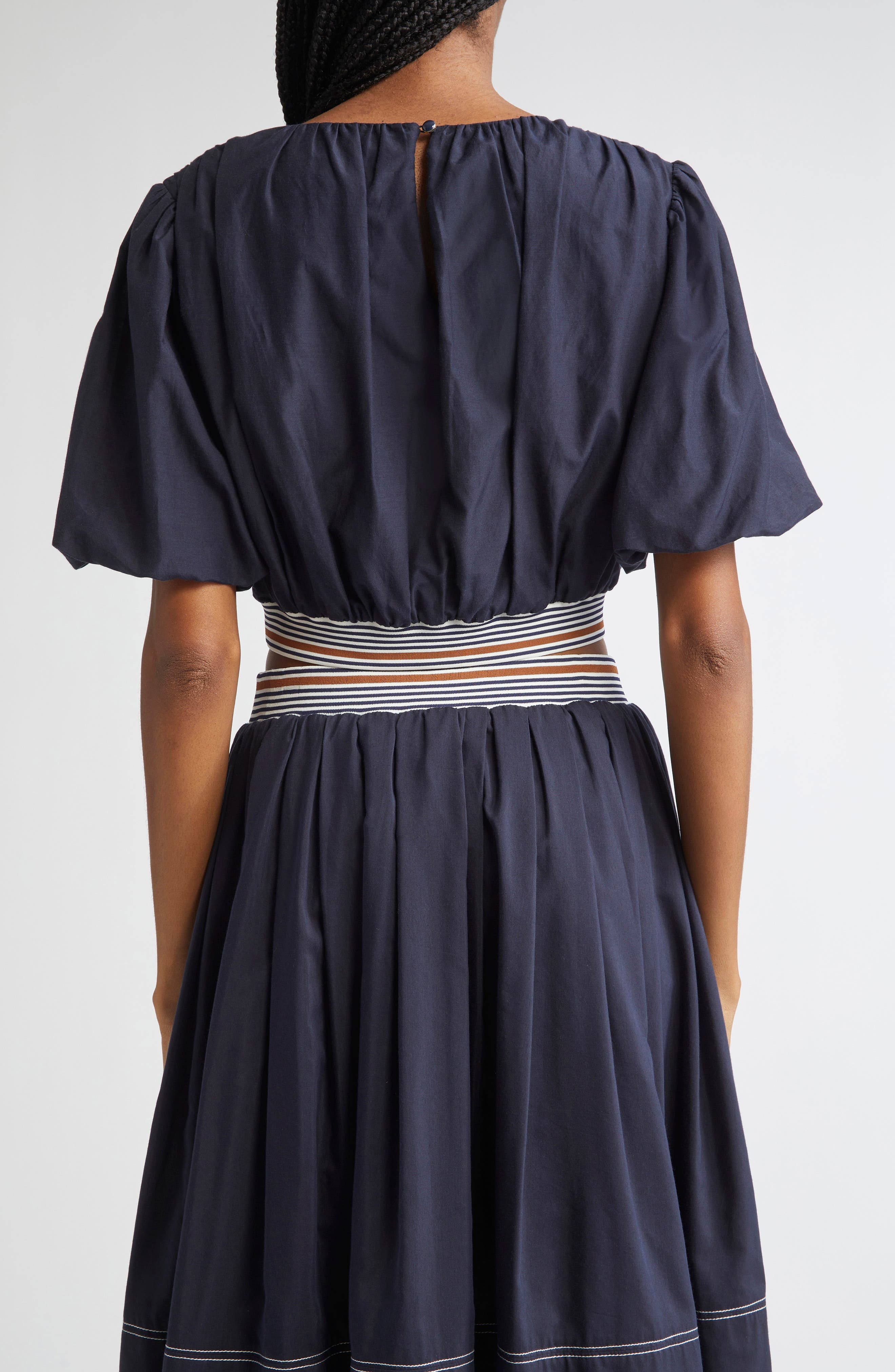 Veronica Beard Gabriela Cotton & Silk Crop Top in Navy at Nordstrom - 3