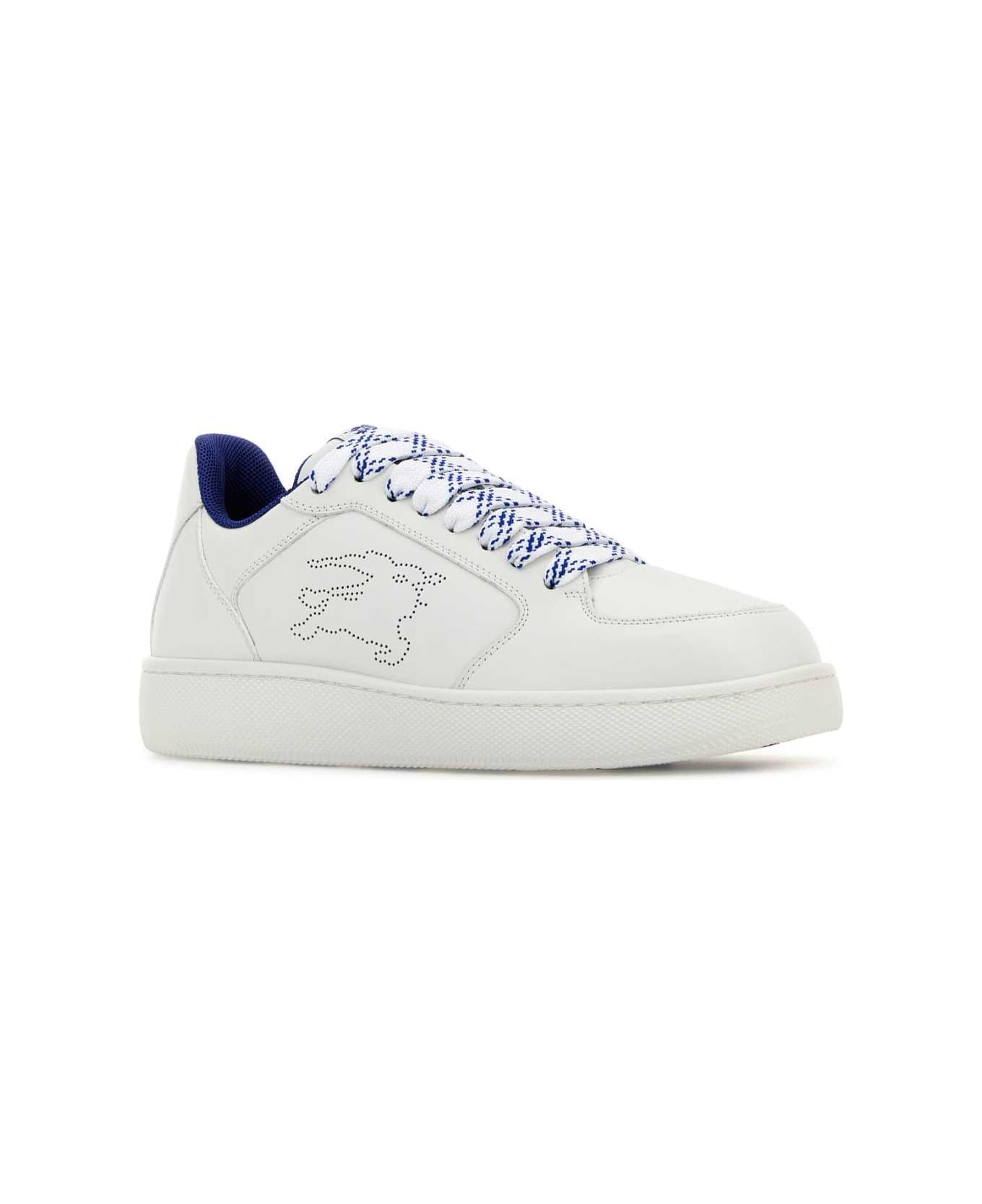 Burberry White Leather Stock Sneakers | italist | REVERSIBLE