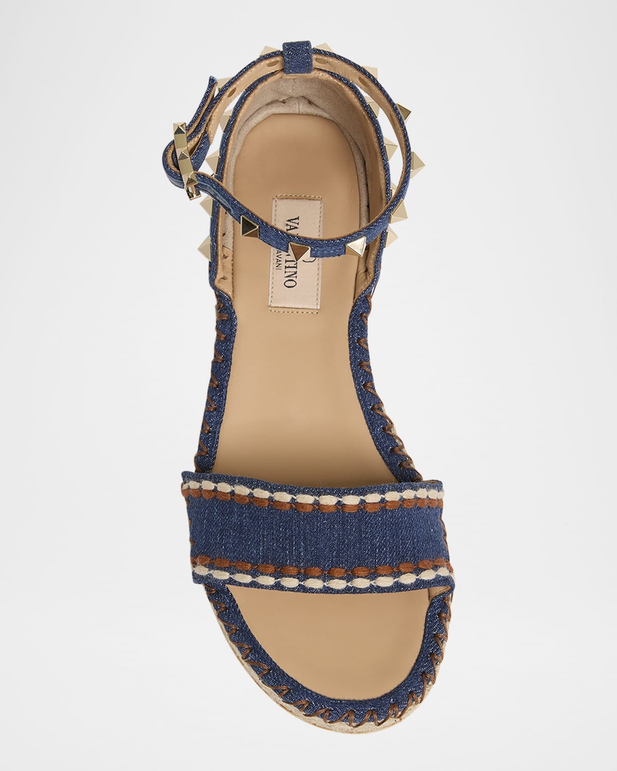 Rockstud Denim Wedge Espadrille Sandals - 5