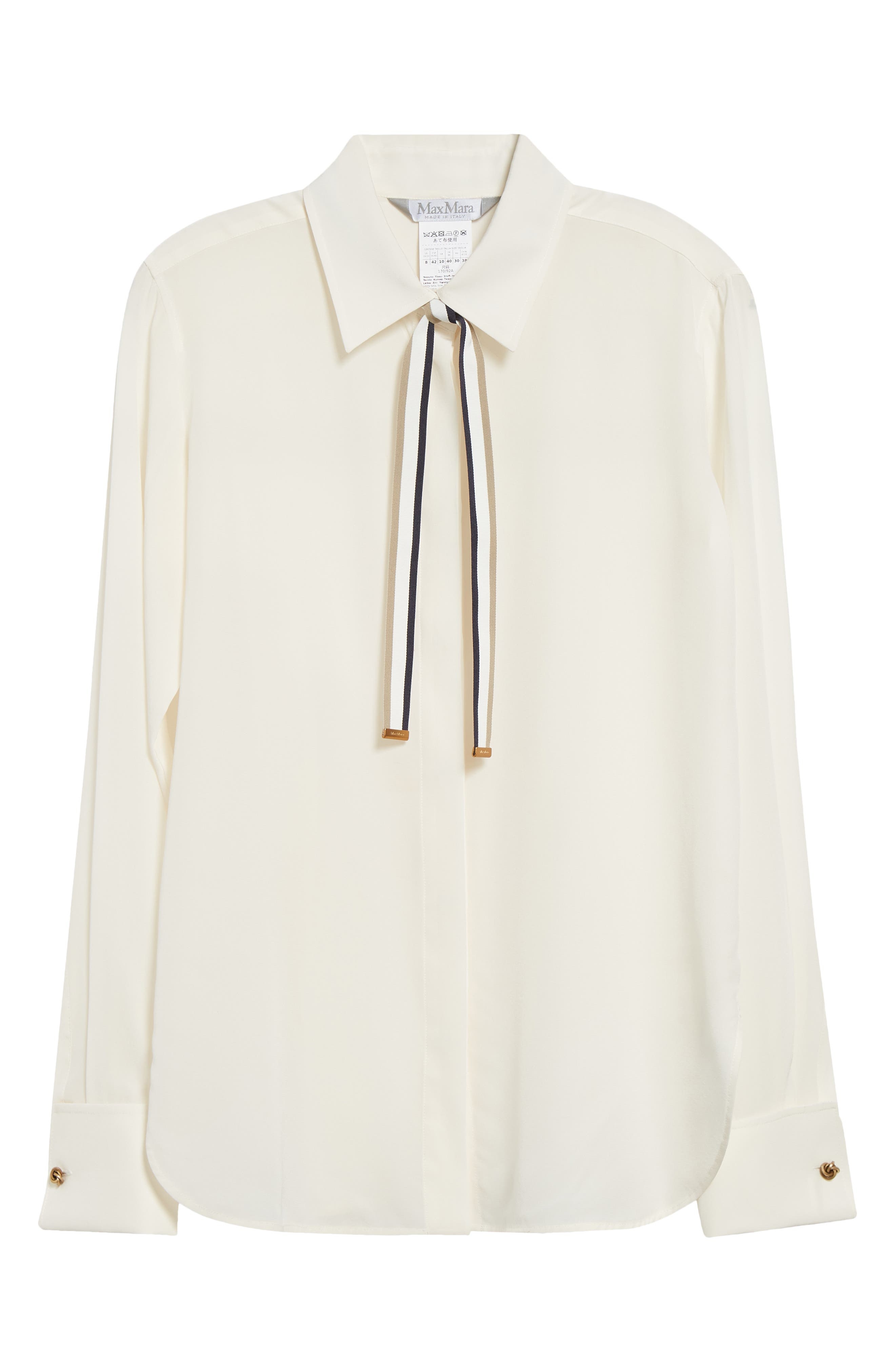 Max Mara Apollo Silk Crêpe de Chine Button-Up Shirt with Neck Ties at Nordstrom - 6