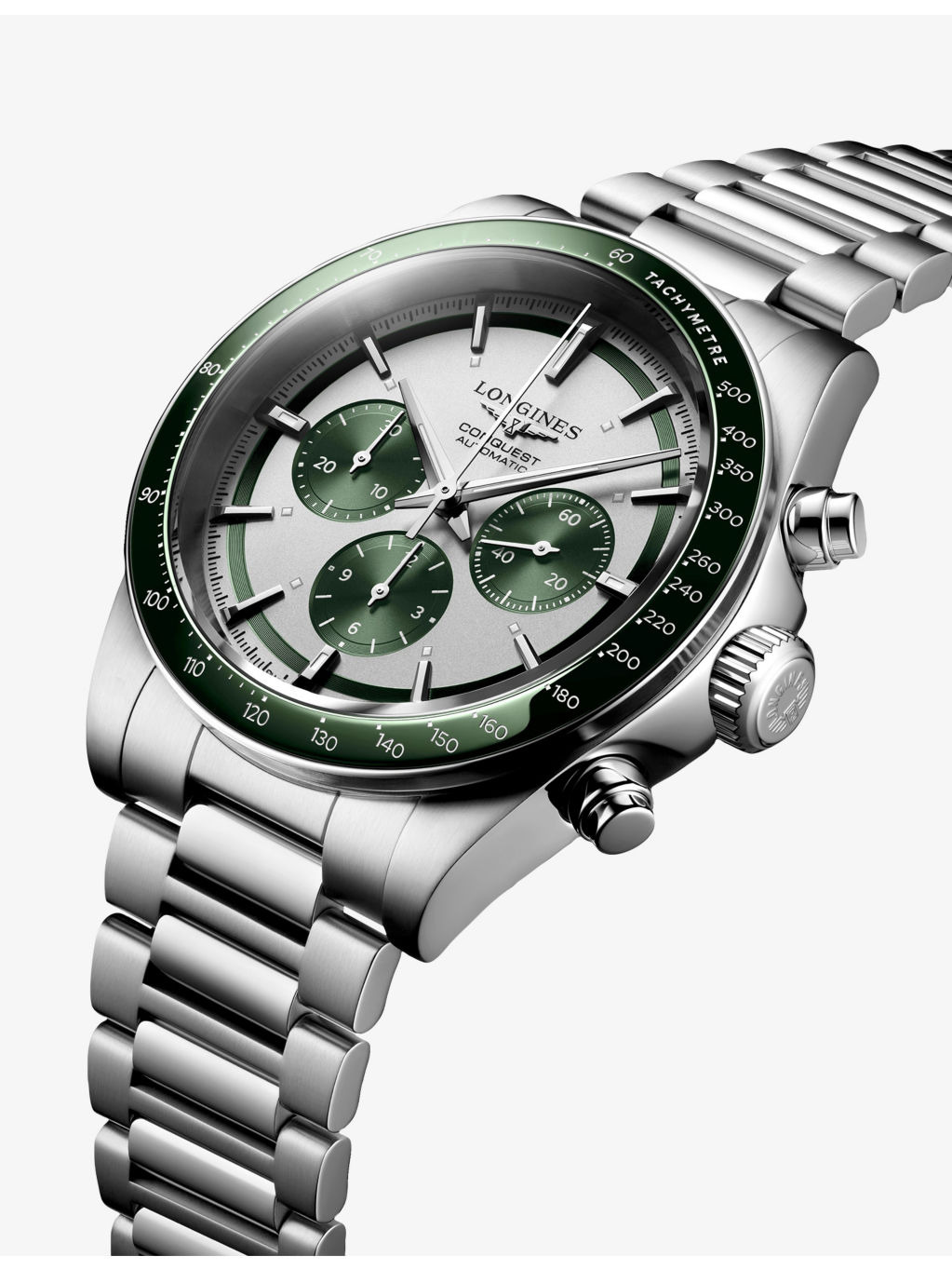 L3.835.4.02.6 Conquest Chronograph Ceramic Bezel Matt Green Stainless-Steel Automatic Watch - 3