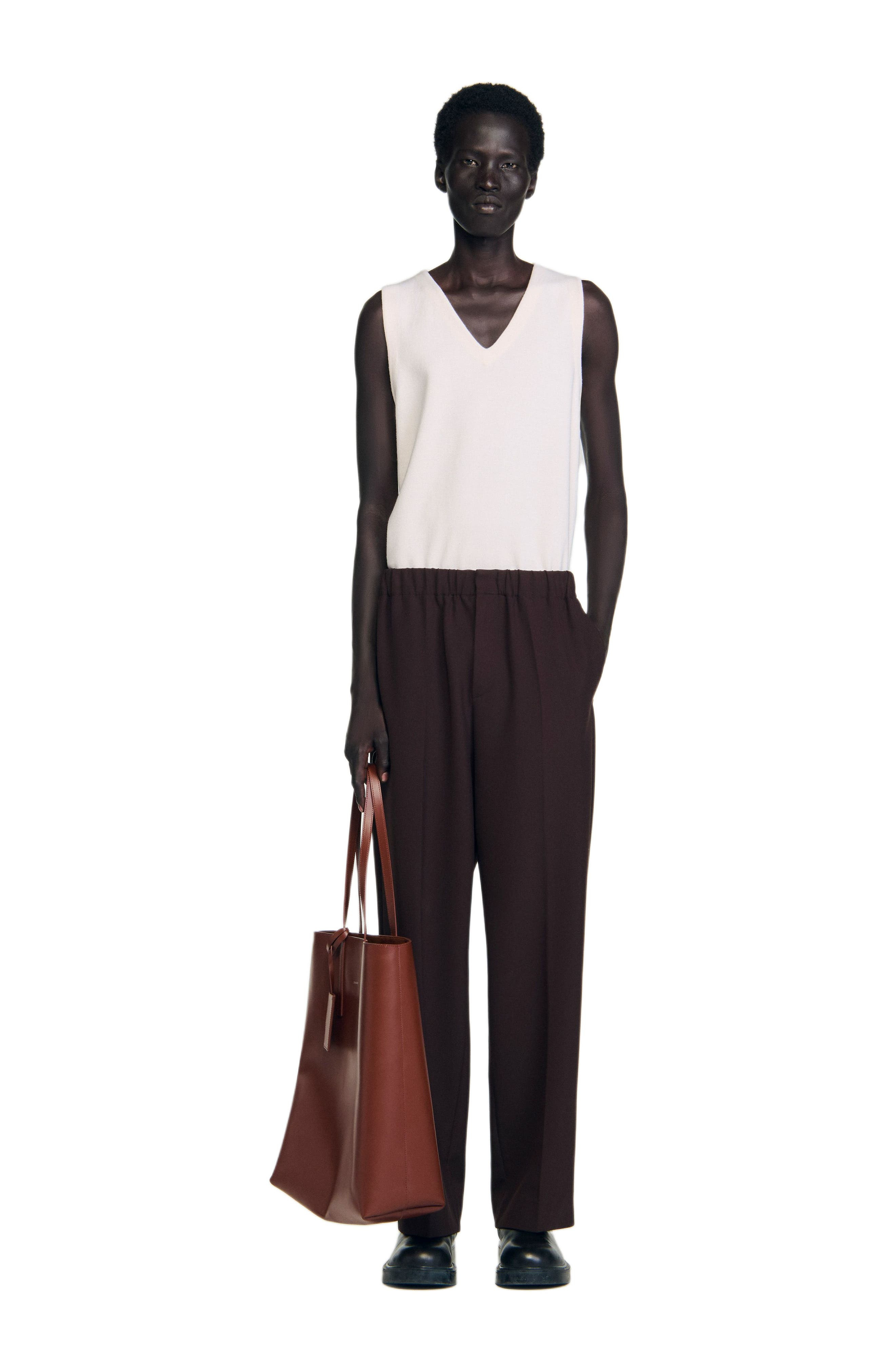 SANDRO Wide-leg trousers in Chocolate at Nordstrom - 6