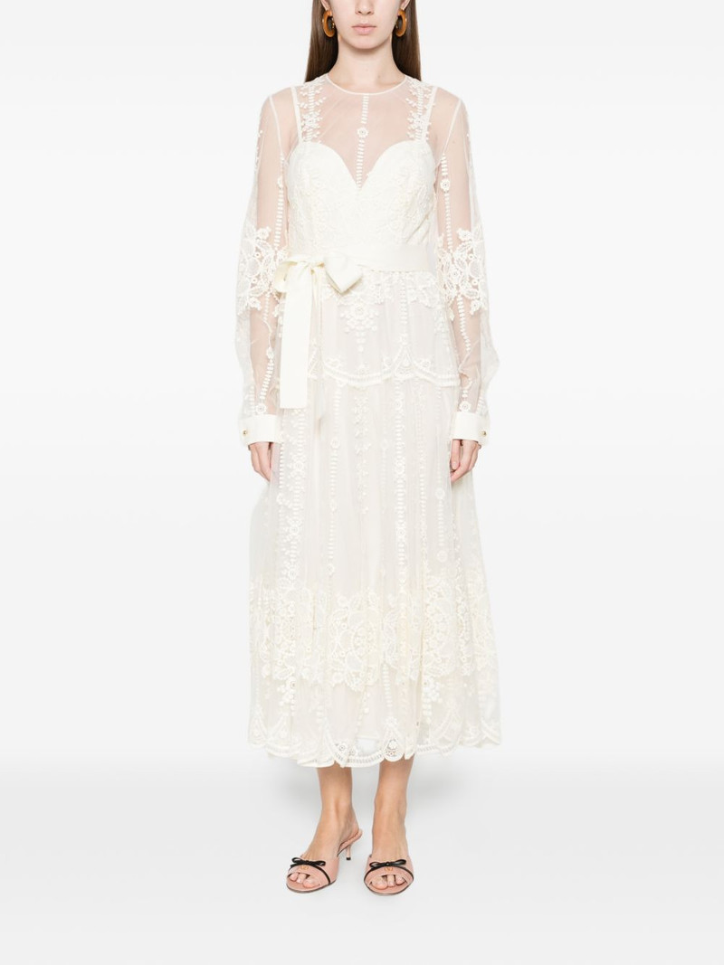 ELIE SAAB lace belted midi dress outlook