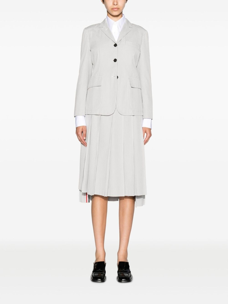 Thom Browne striped seersucker single-breasted blazer outlook