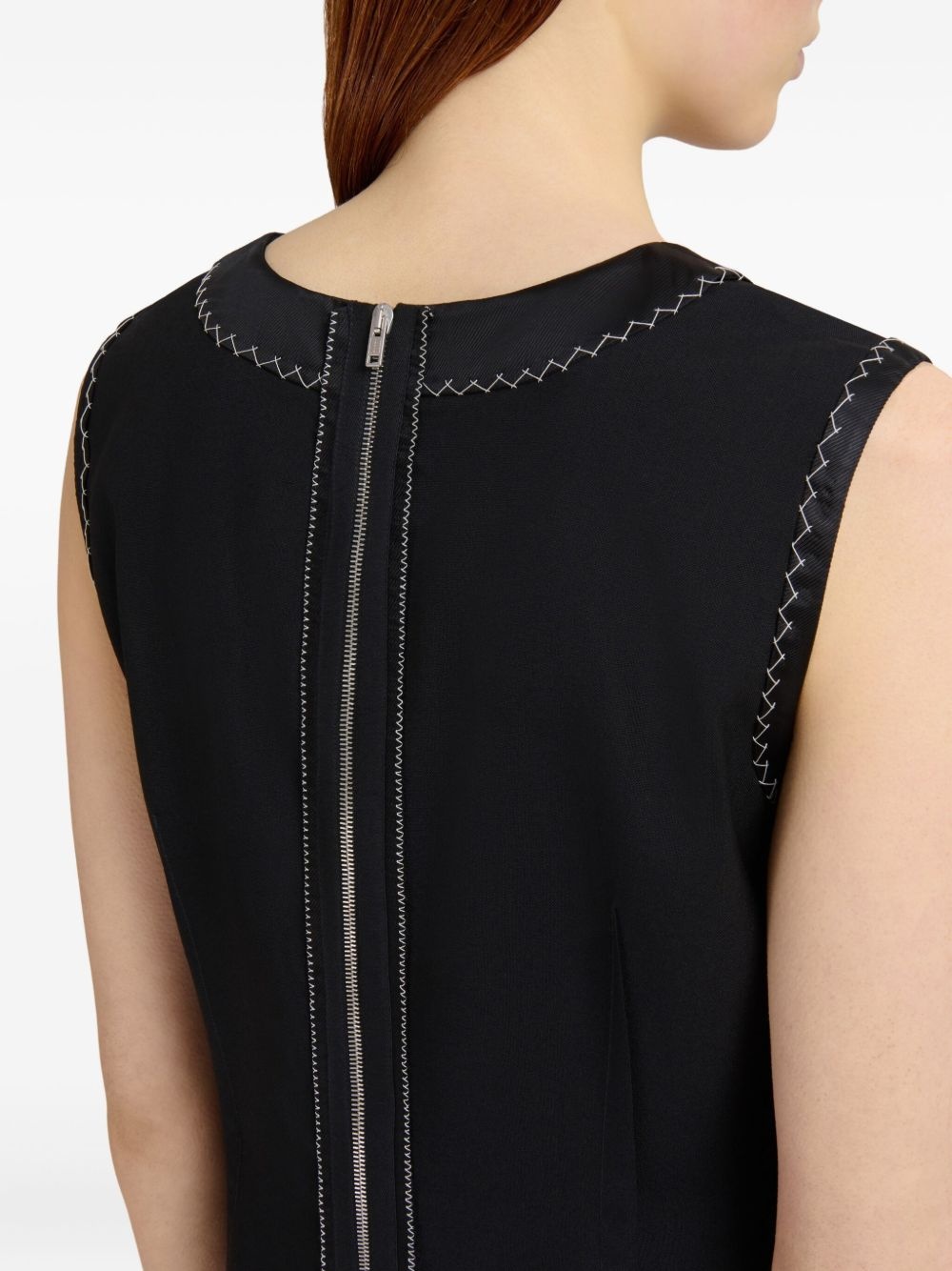 stitched-detail sleeveless midi dress - 5