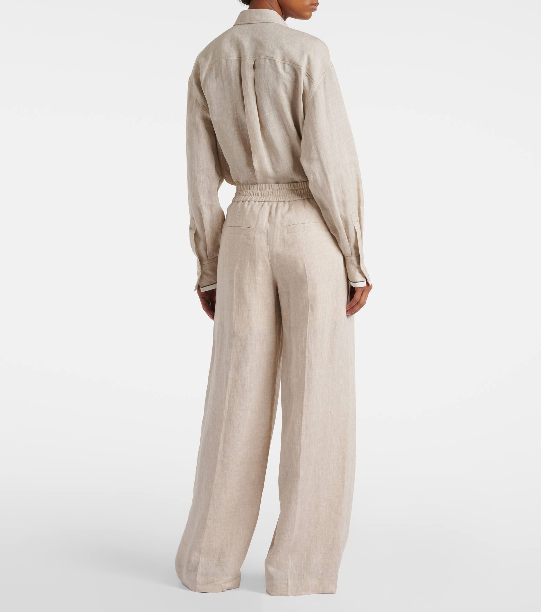 Linen wide-leg pants - 3