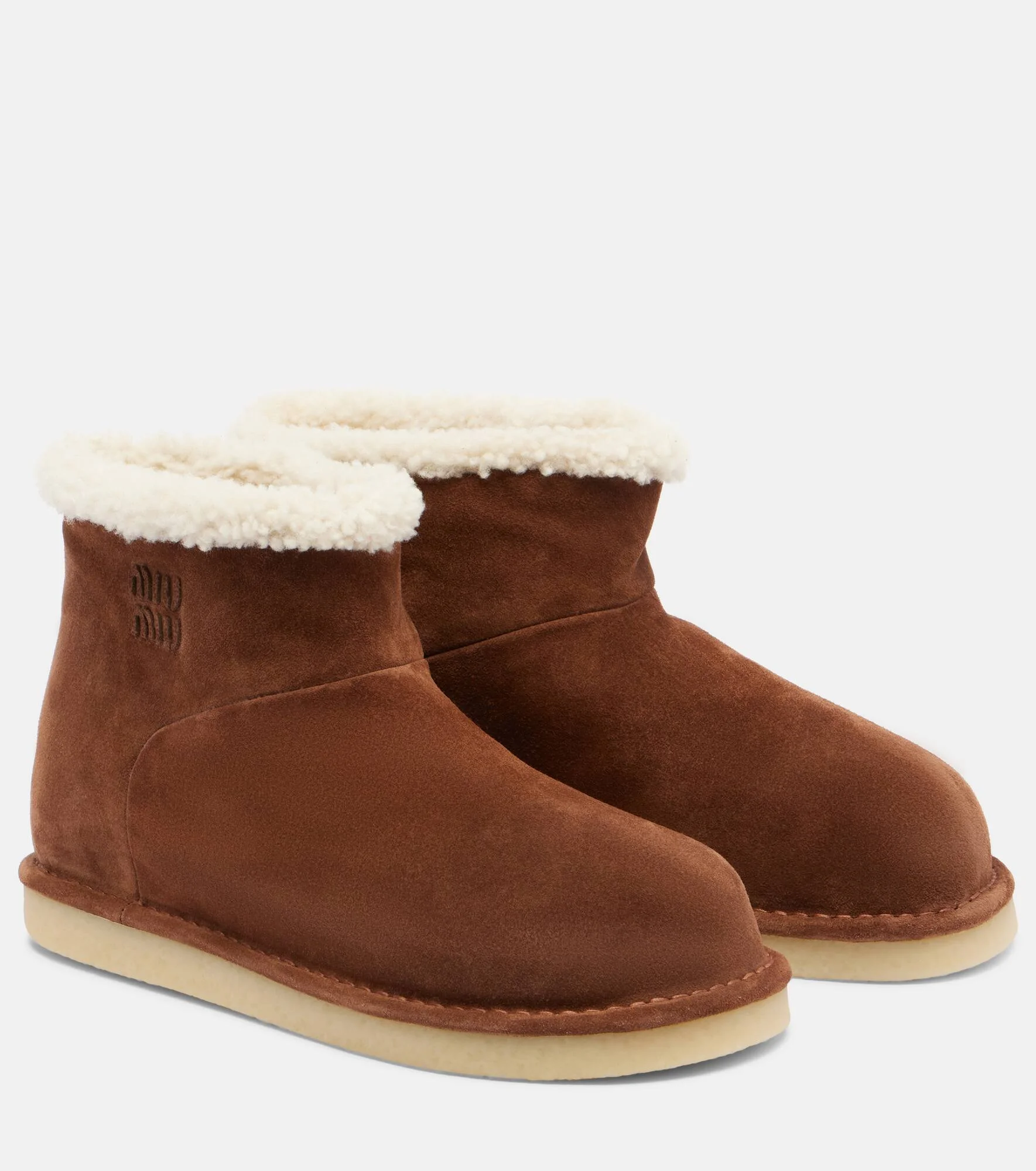 Shearling-lined suede ankle boots - 1