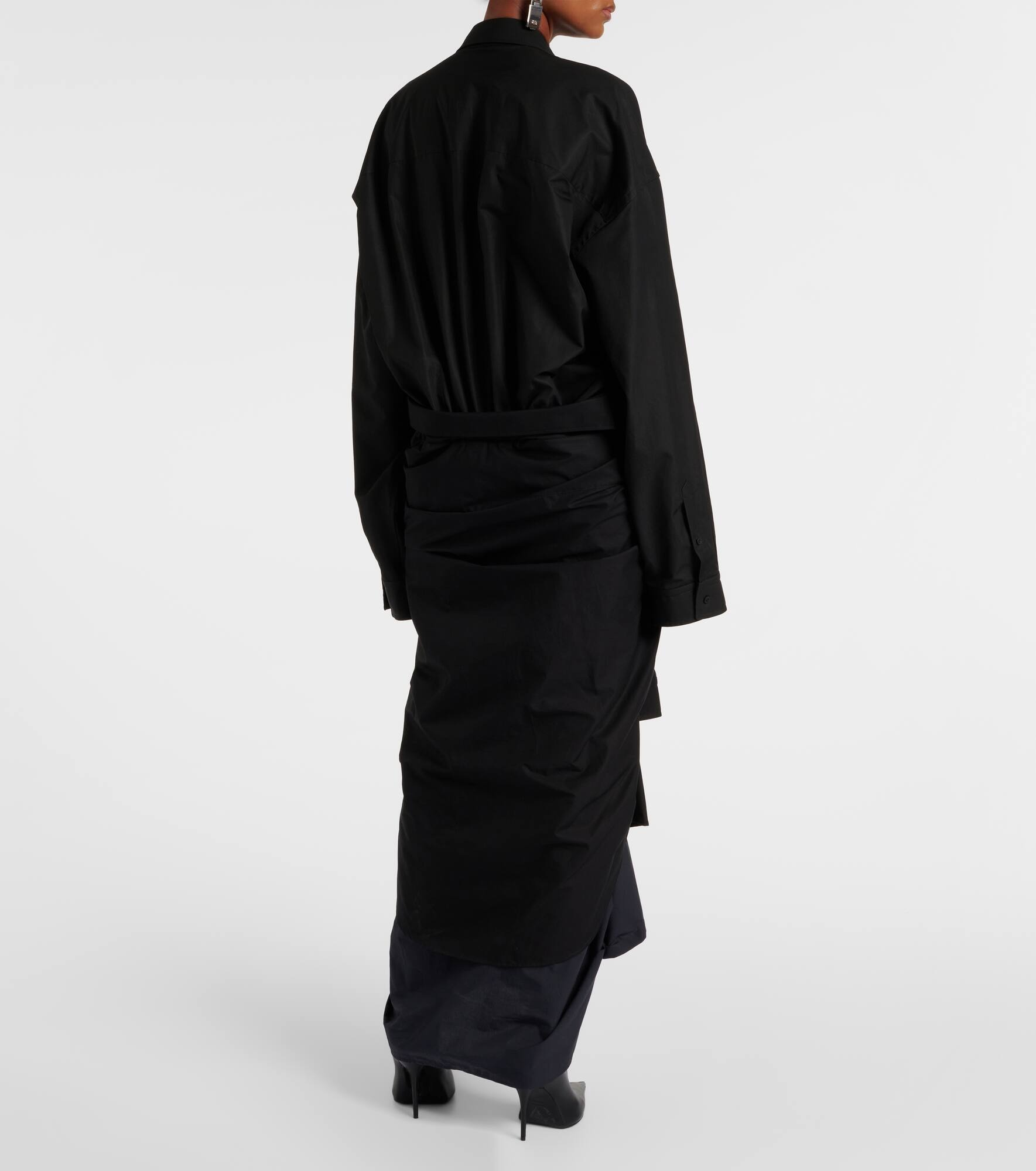 Gathered tie-front cotton shirt dress - 3