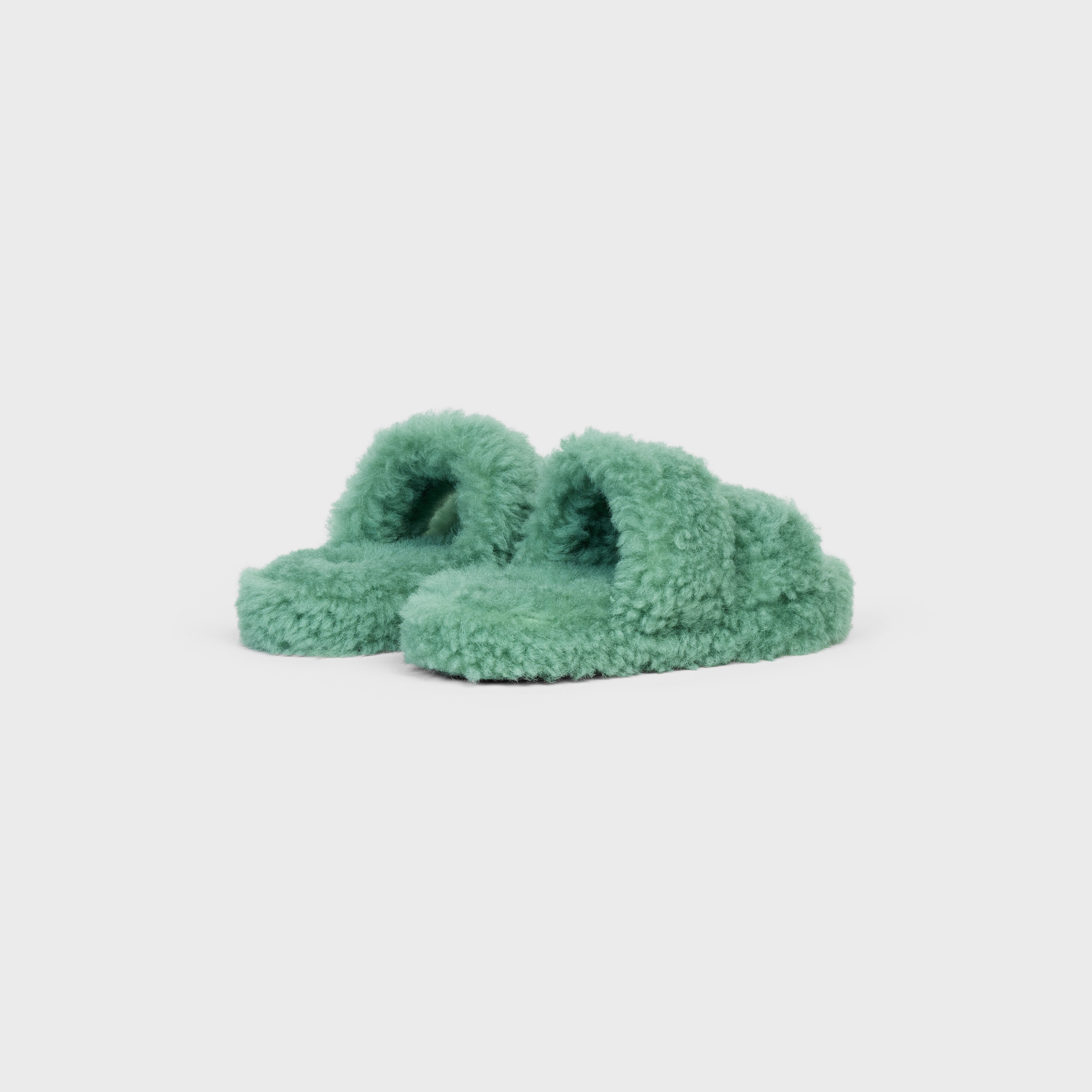 Celine Fur Slides Triomphe Open Slide in Shearling - 3