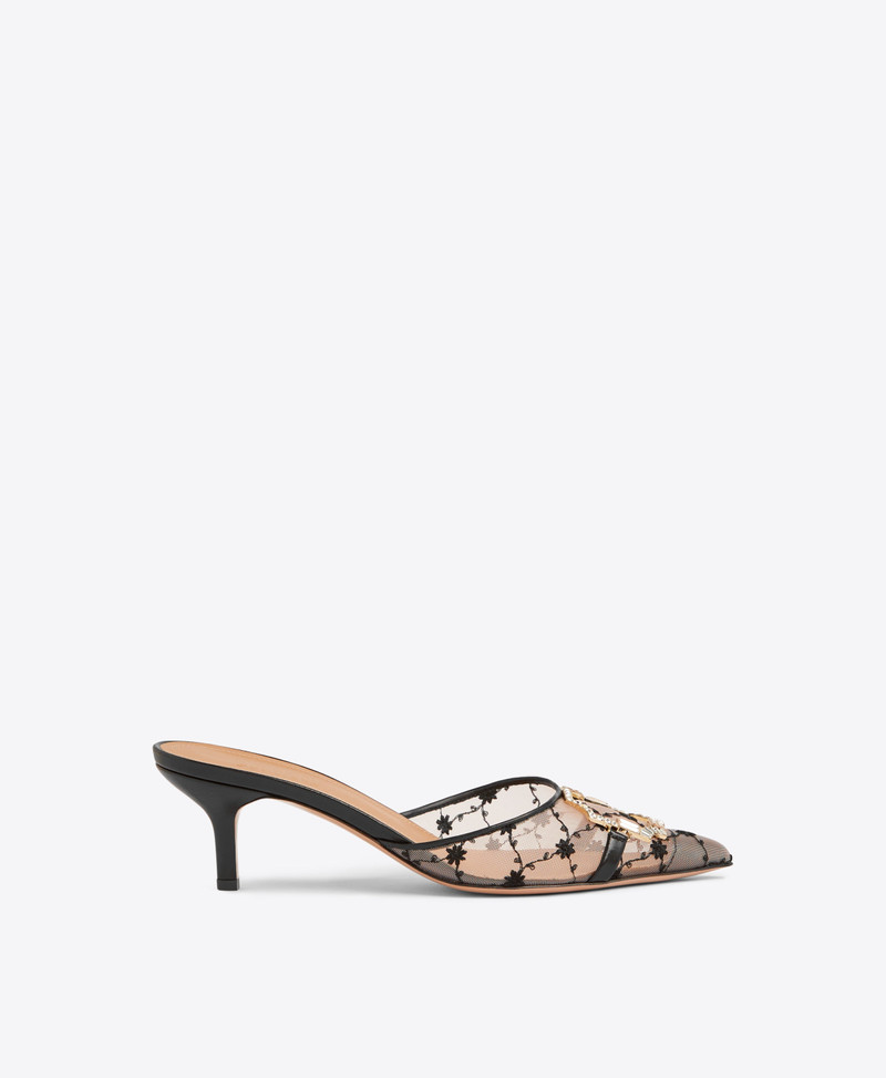 Missy 45 Black Floral Mesh Mules 1