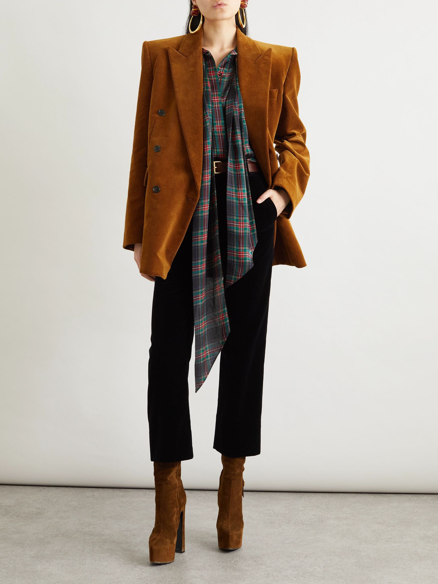 Pussy-bow checked silk-chiffon blouse Multi - 2