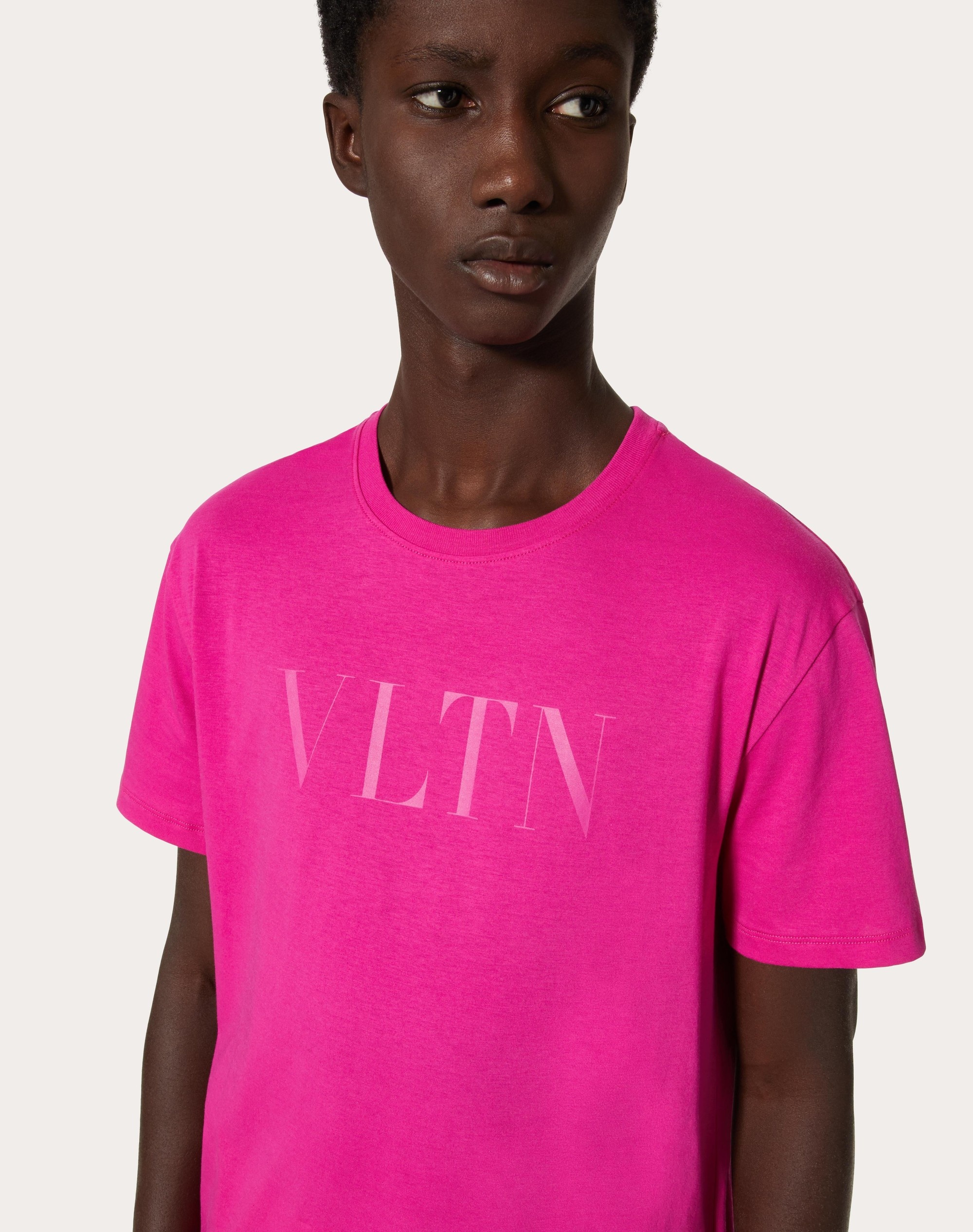 COTTON CREWNECK T-SHIRT WITH VLTN PRINT - 5