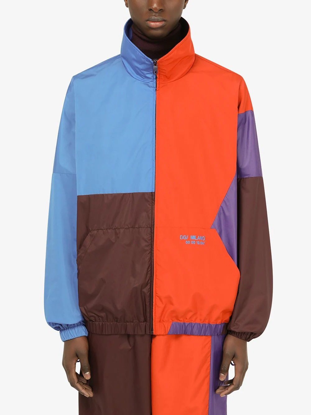 high-neck colour-block jacket - 3