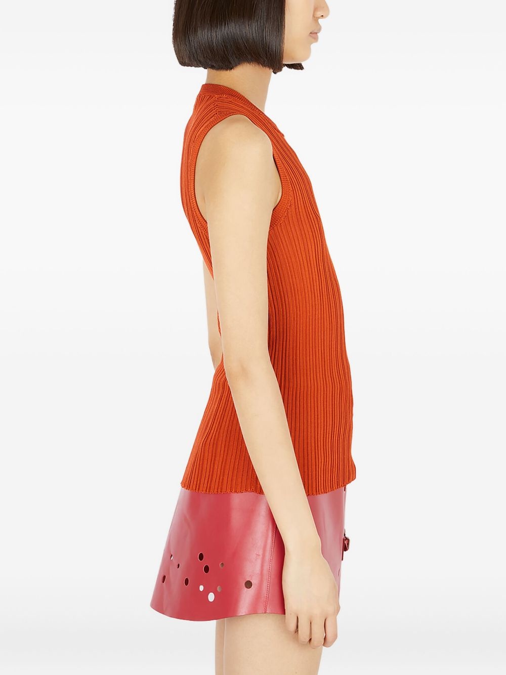 ribbed sleeveless top - 3