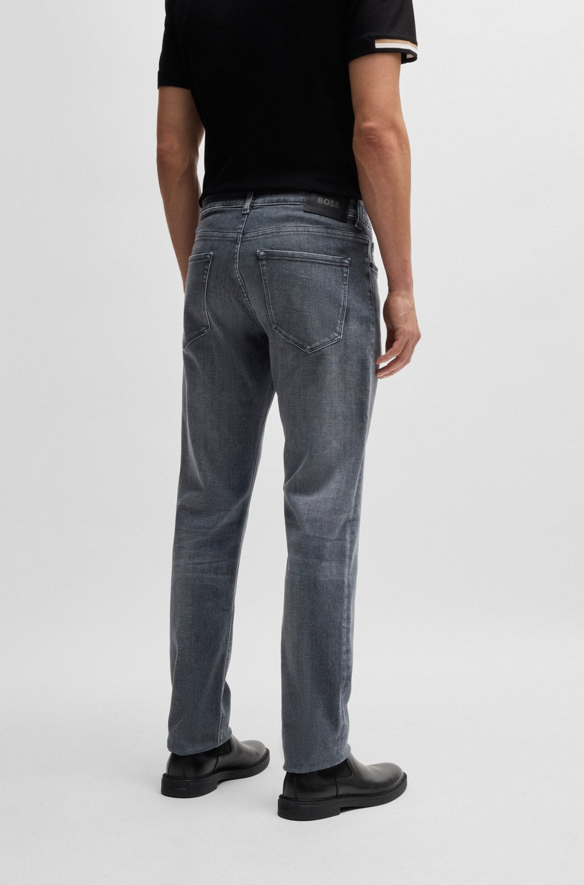 REGULAR-FIT JEANS IN GRAY ITALIAN SOFT-TOUCH DENIM - 4