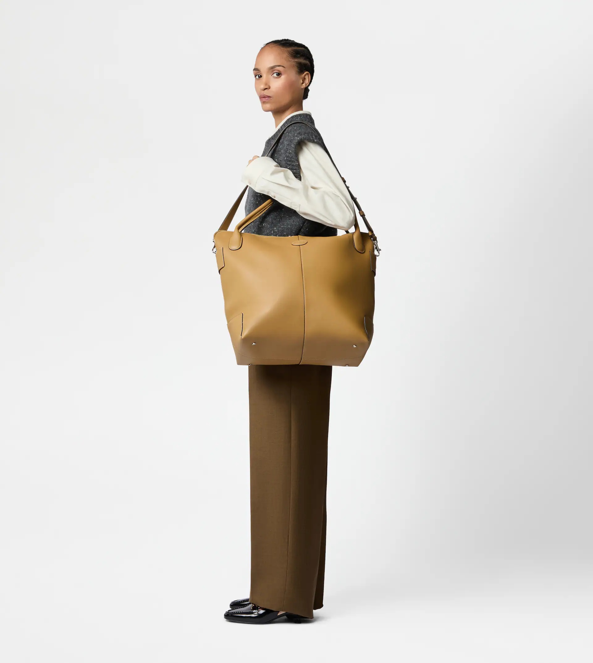 TOD'S DI BAG SWING IN LEATHER LARGE - BROWN - 12
