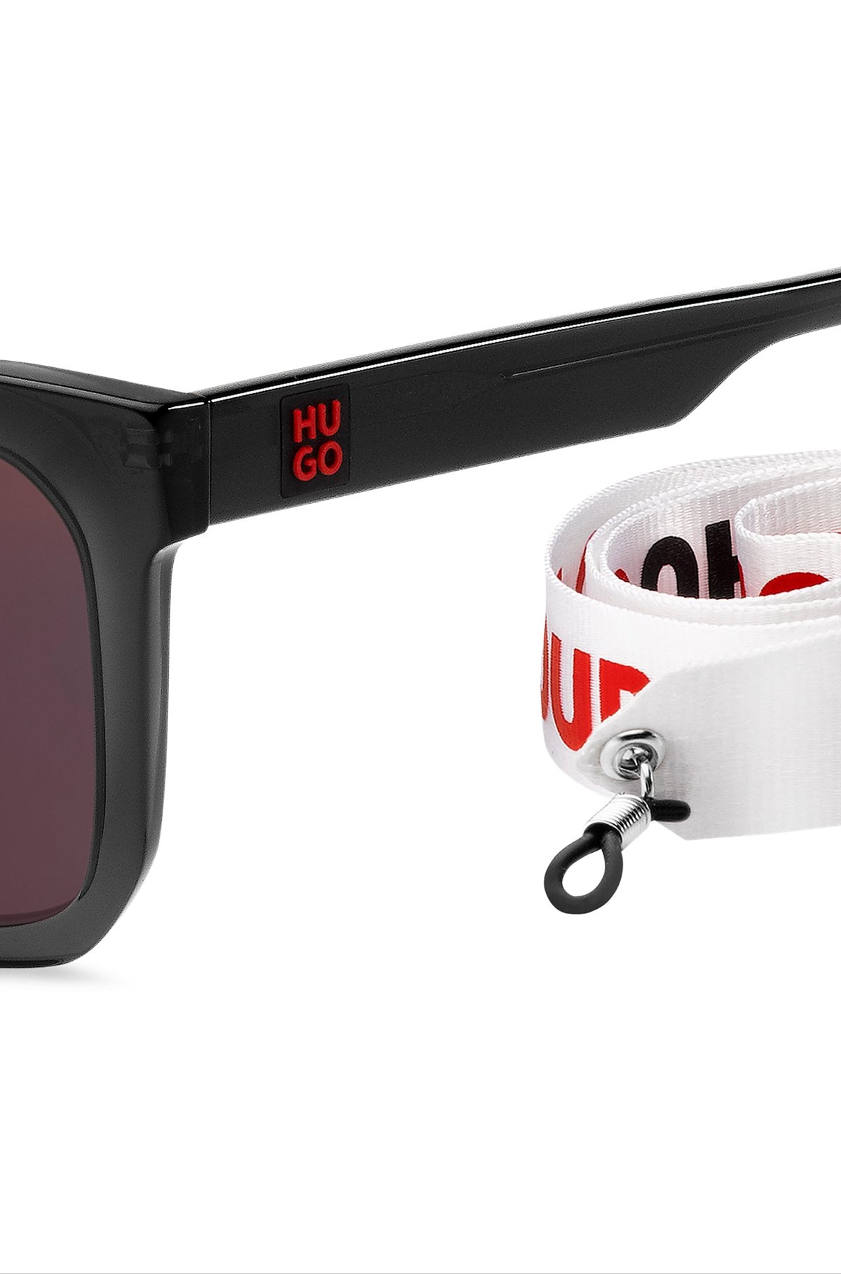 BLACK-ACETATE SUNGLASSES WITH BRANDED STRAP - 2