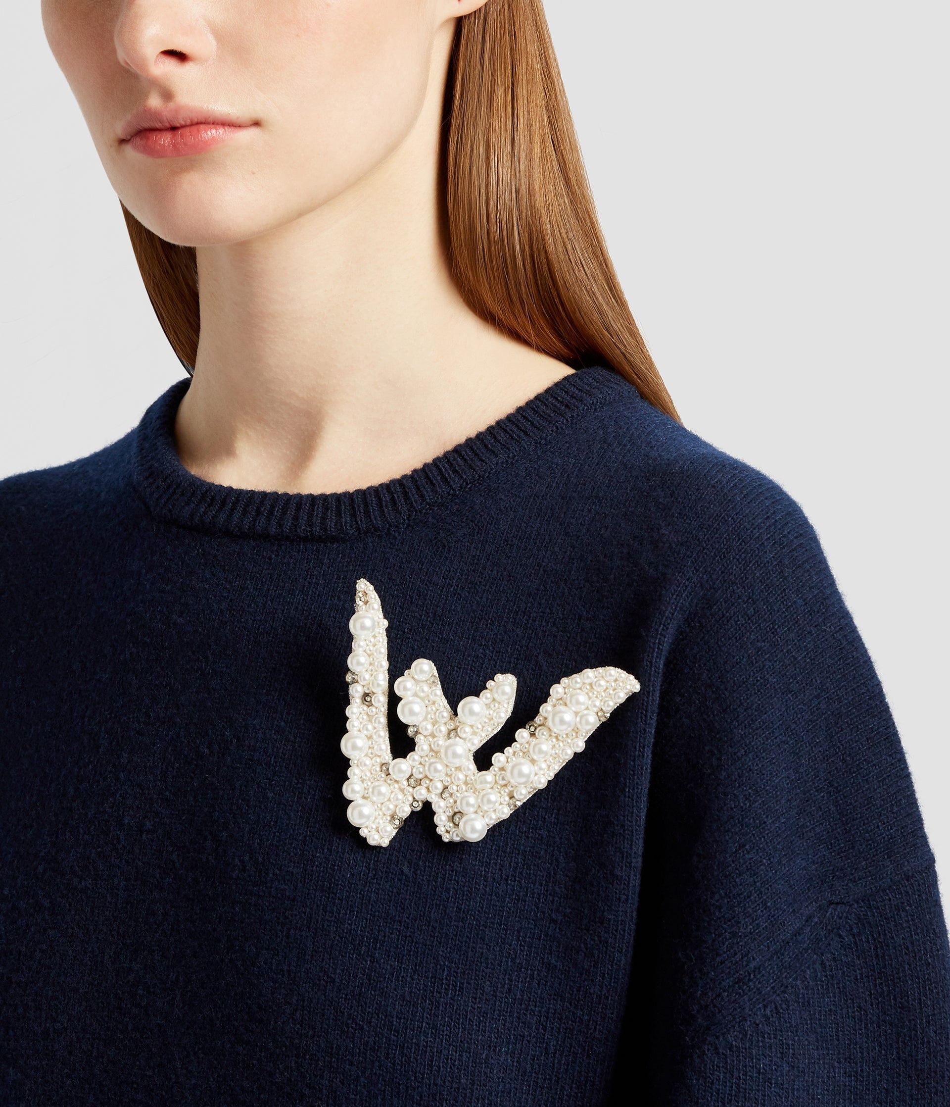 PEARL ALPHABET BROOCH W - 2