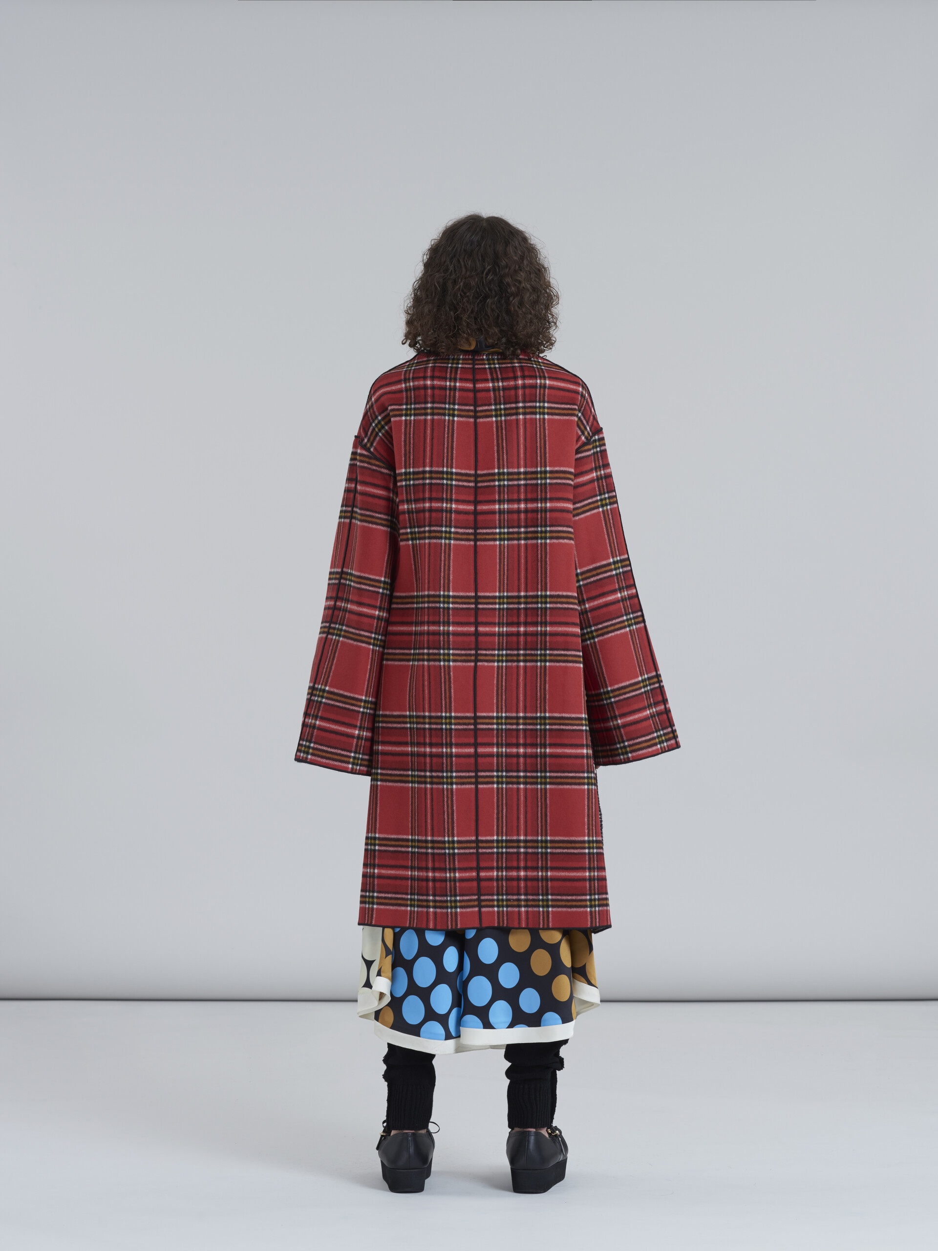 DOUBLE FACE MELTON WOOL COAT WITH CONTRAST INSIDE - 3