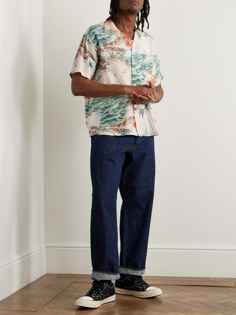 orSlow Convertible-Collar Printed Poplin Shirt outlook