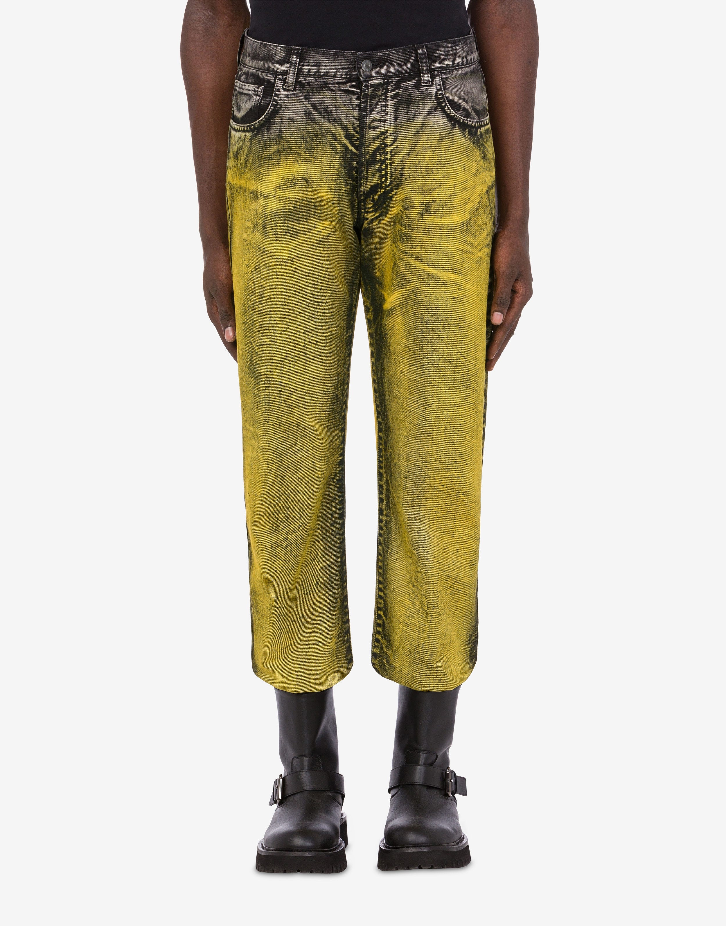 GARMENT-DYED COTTON BULL DENIM TROUSERS - 2