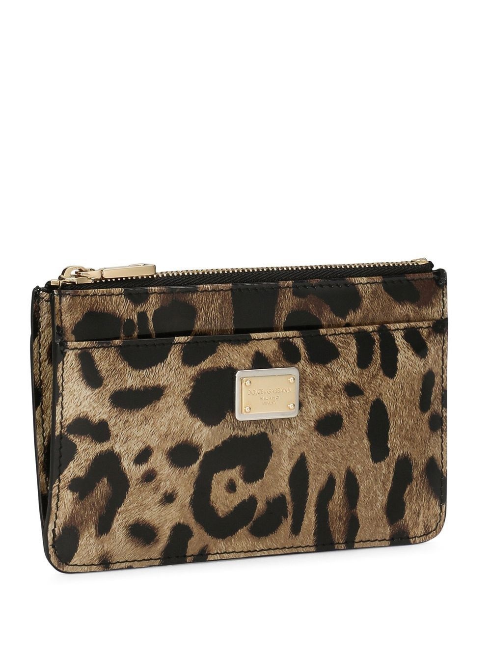 leopard-print leather card holder - 3