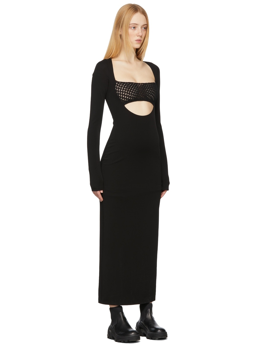 Black Macrame Long Dress - 2