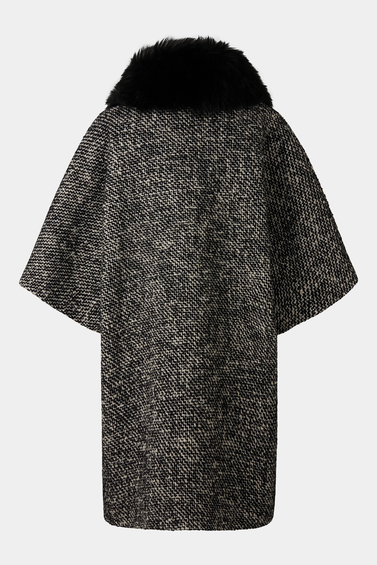 Gwen Bouclé and down cape in Black/Off-white - 3