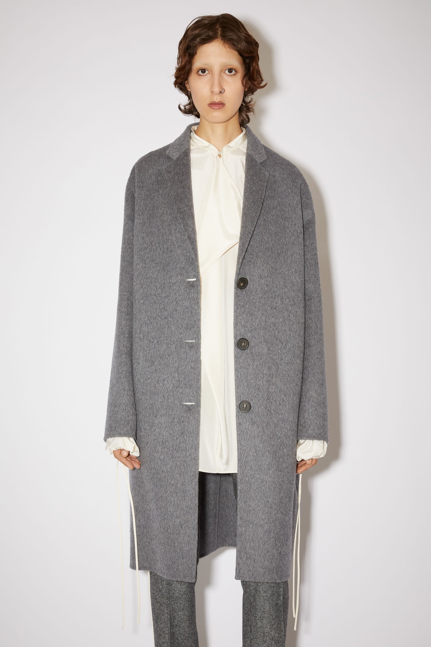 Single-breasted coat - Grey Melange - 5