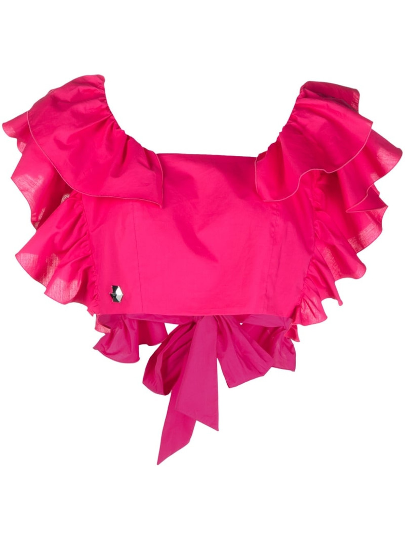 Volant ruffled 작물 탑 1