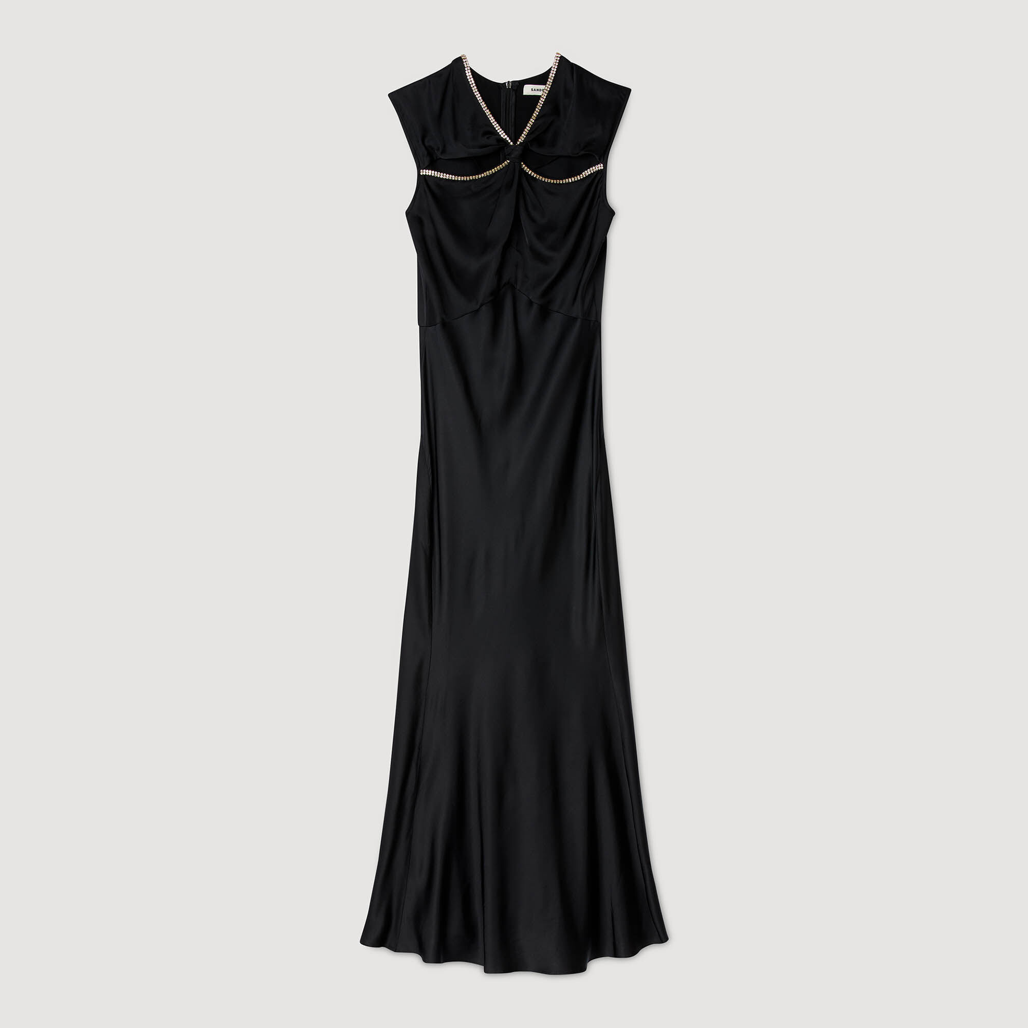 SATIN MAXI DRESS WITH RHINESTONES - 6