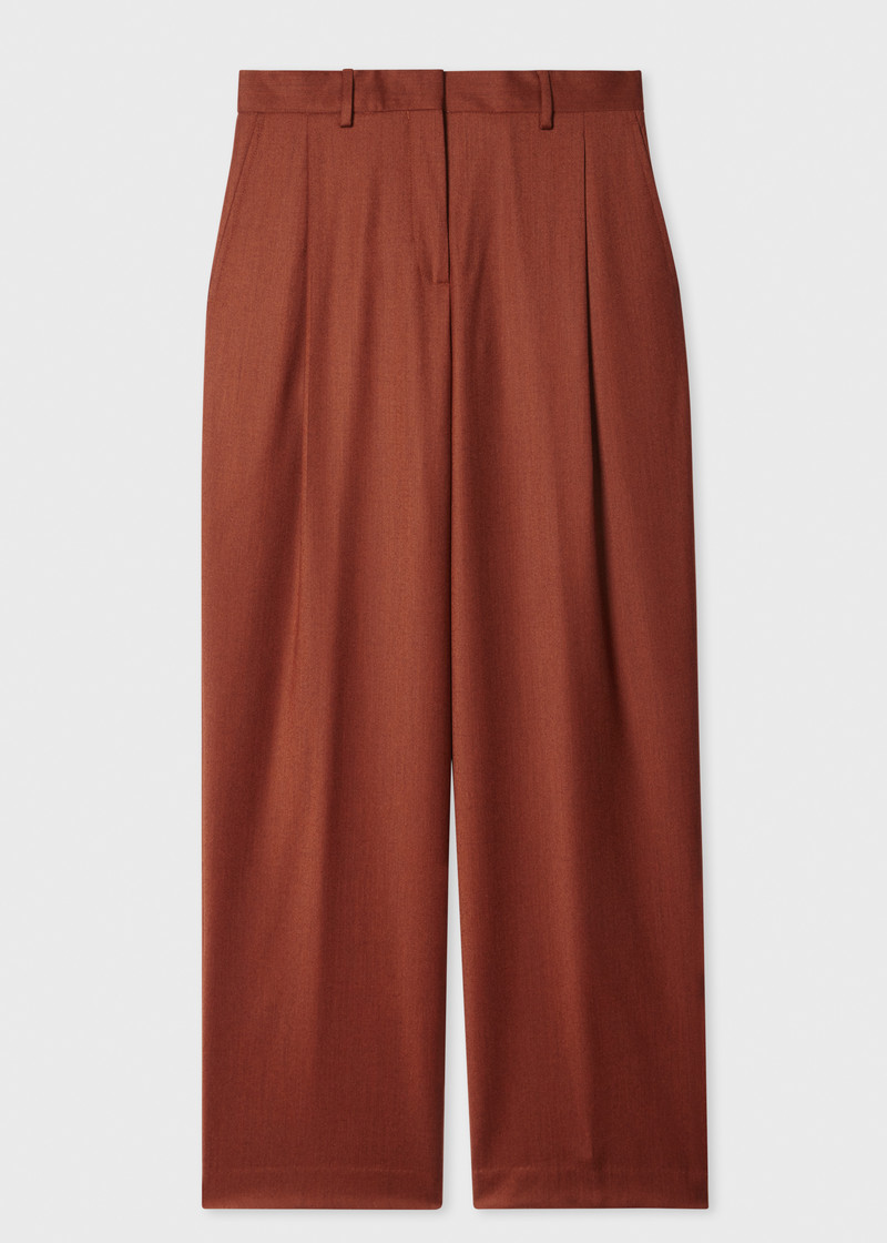 Women's Rust Flannel Wide-Leg Trousers 1