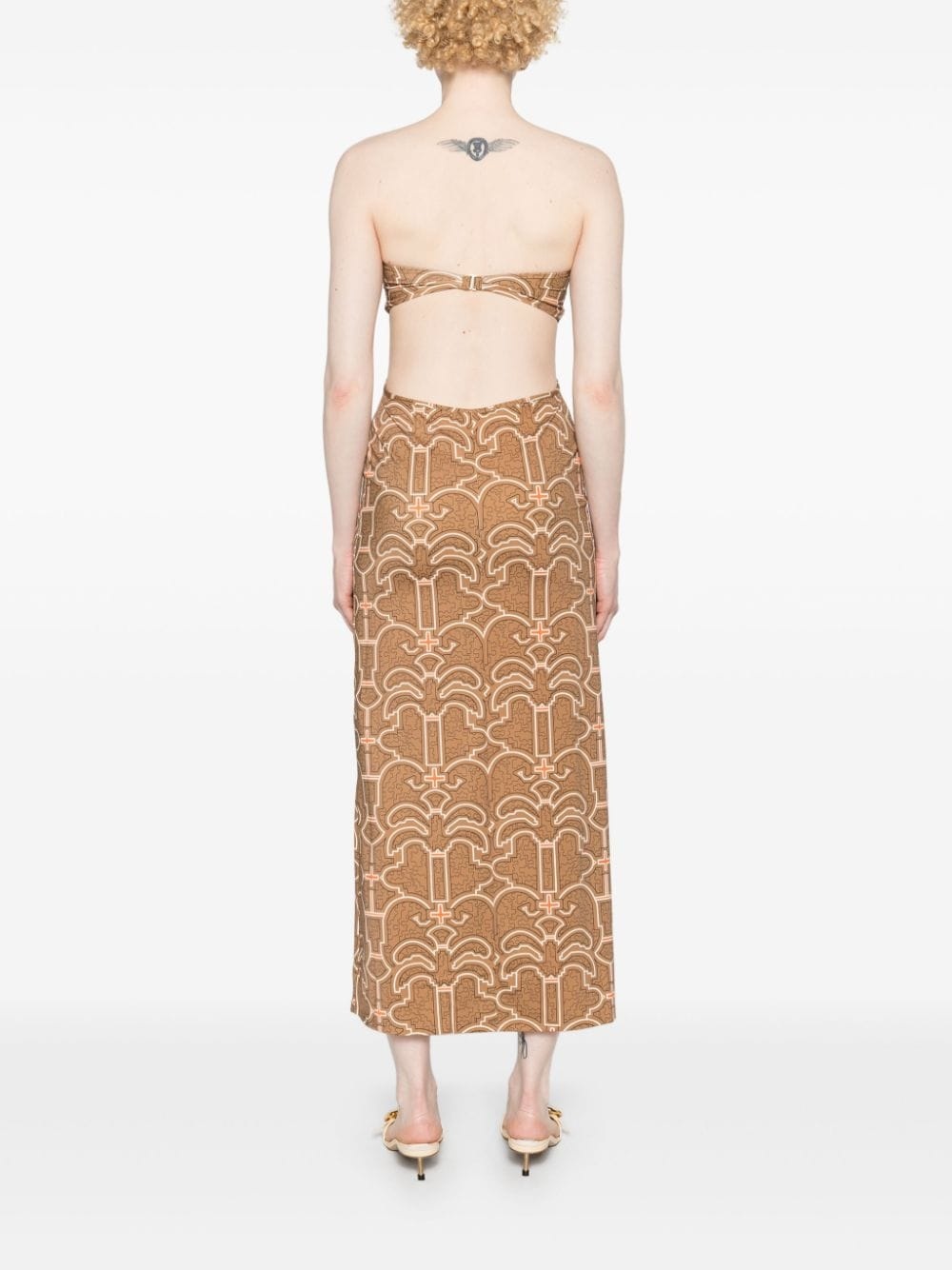 Jungle Geometry strapless maxi dress - 4