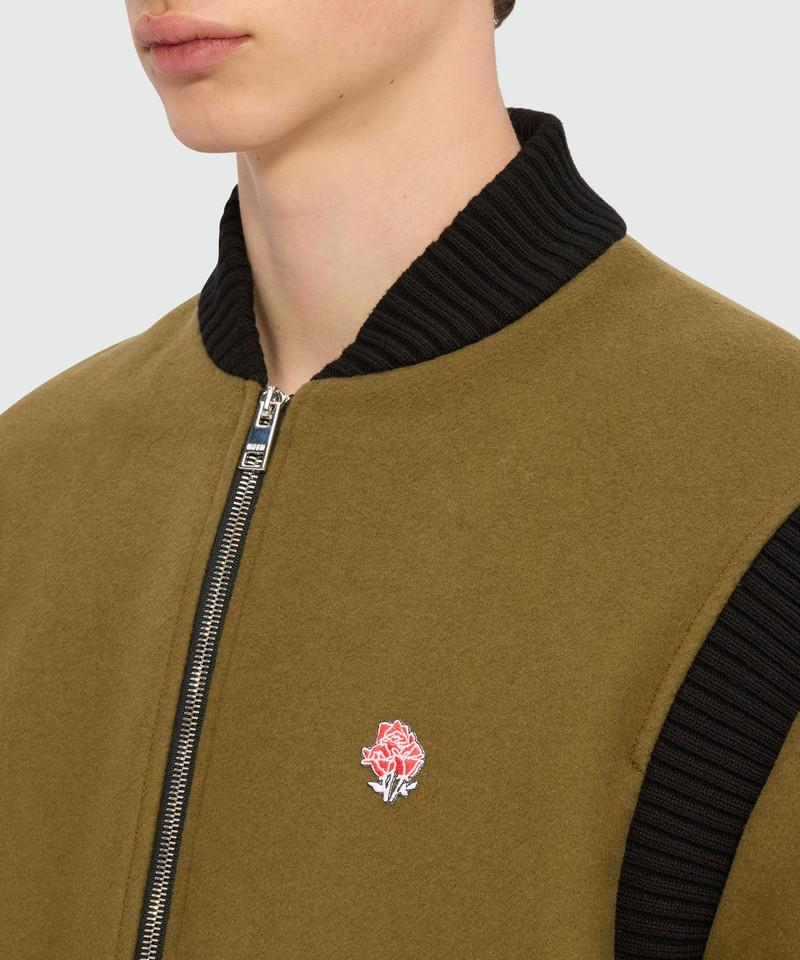 Olive green bomber jacket in wool cloth 5