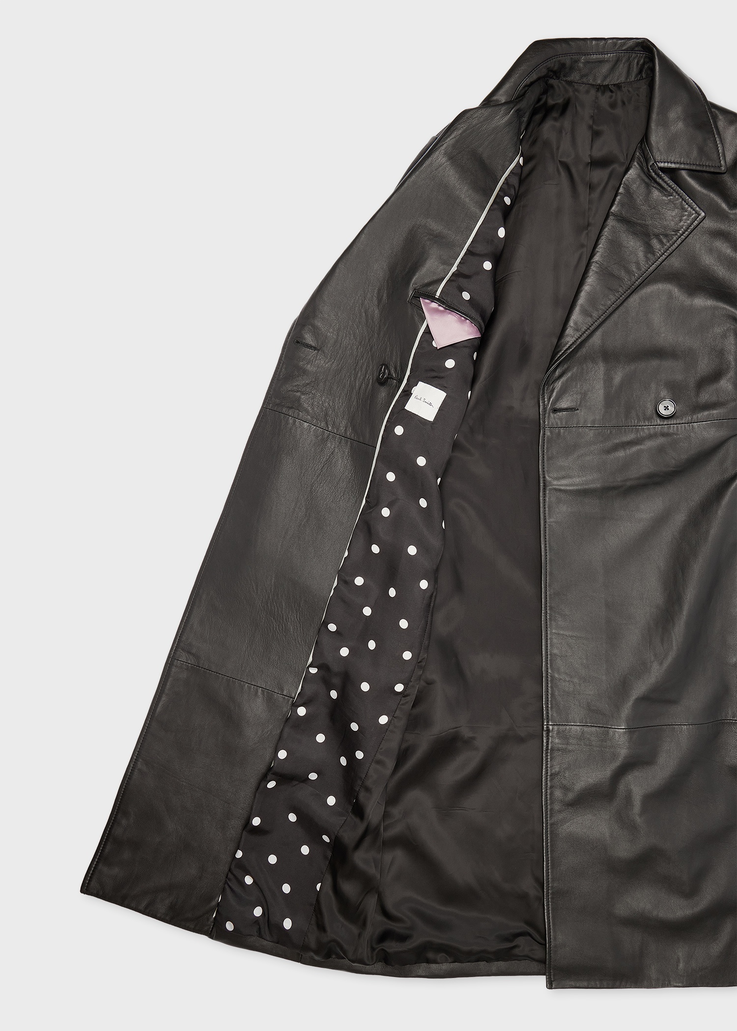 Women's Black Leather Trench Coat - 4