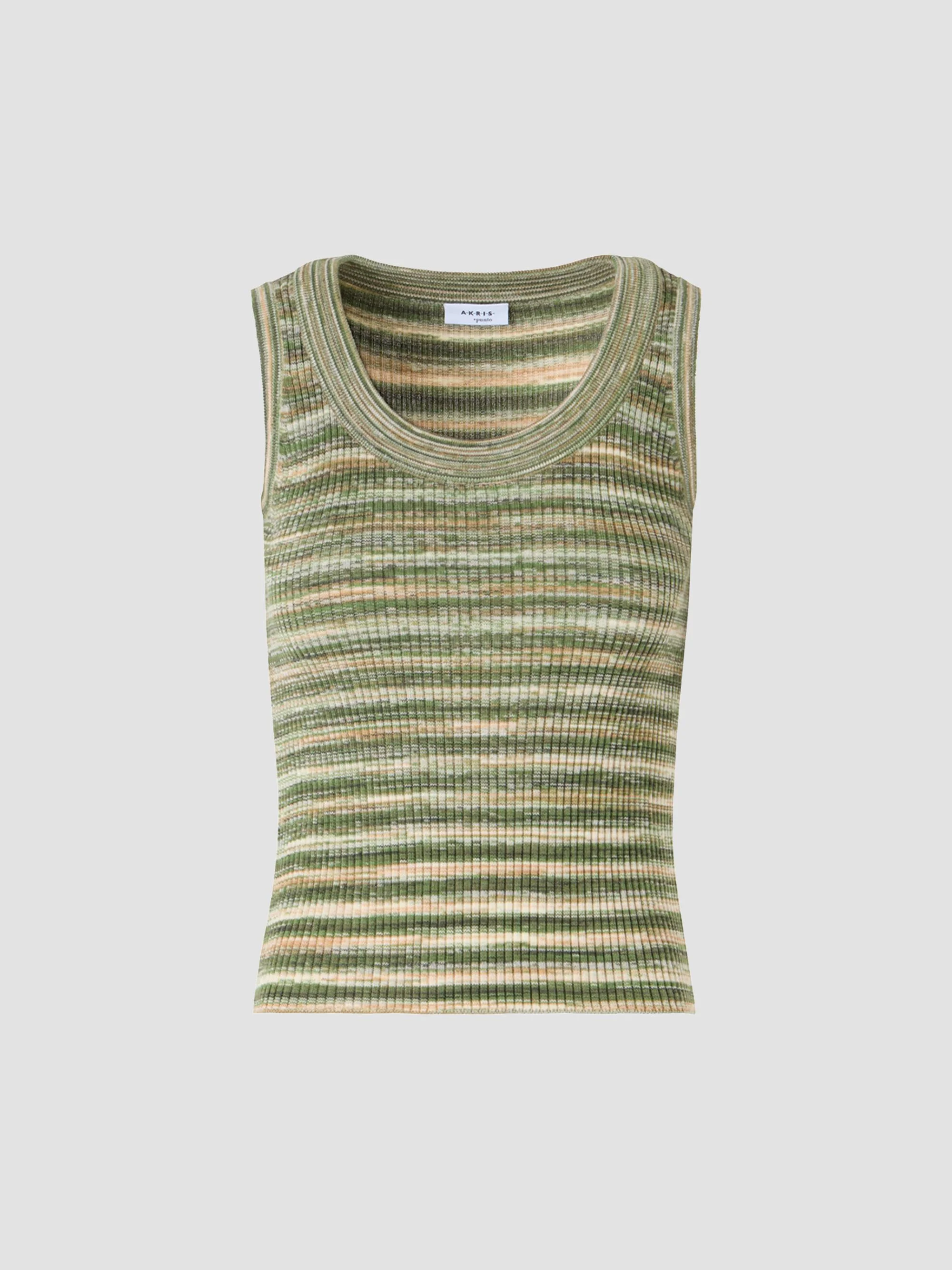 Women's Space Dye Wool Tank - Green Multicolor - 1