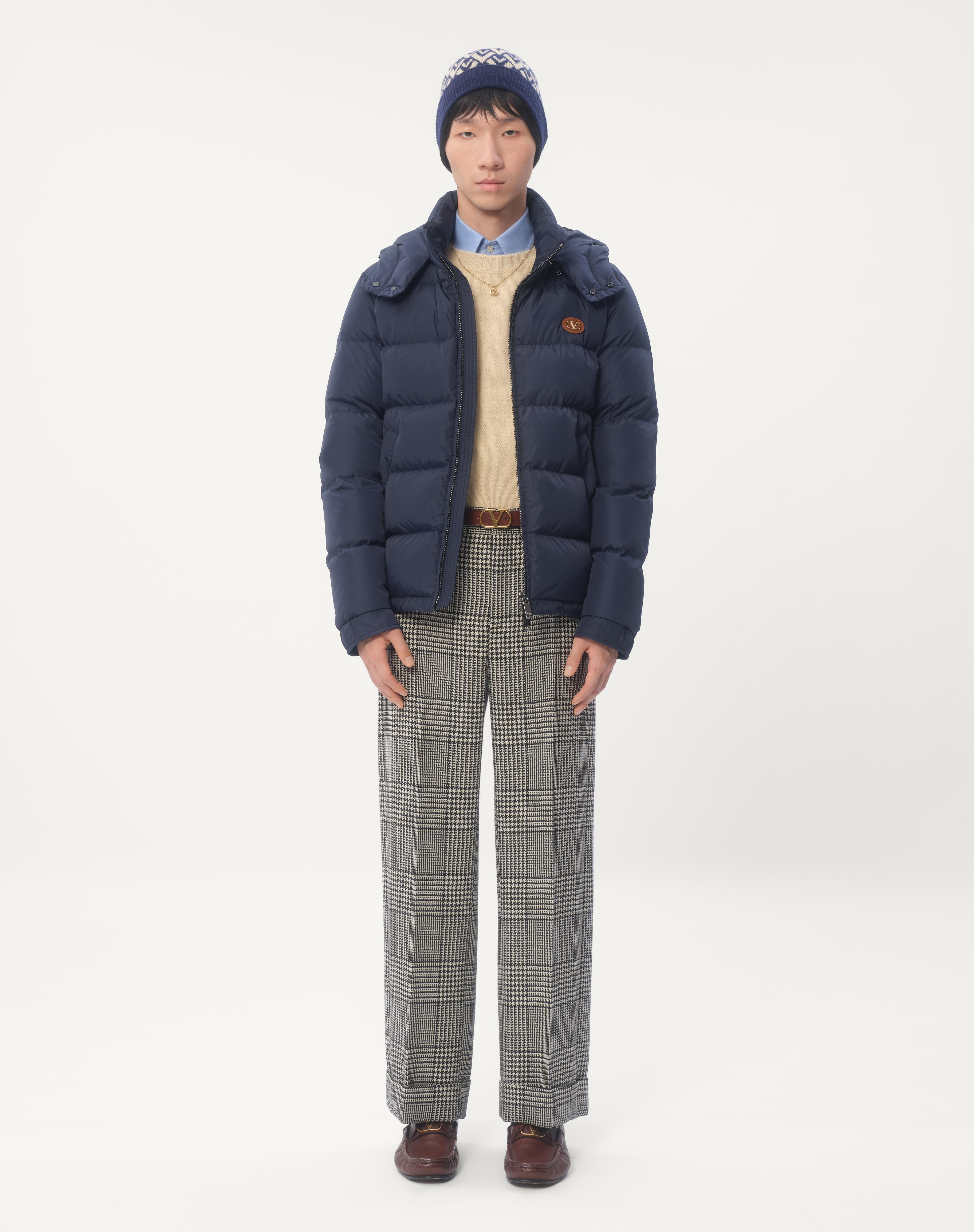 NYLON HOODED DOWN JACKET WITH VLOGO PATCH - 2