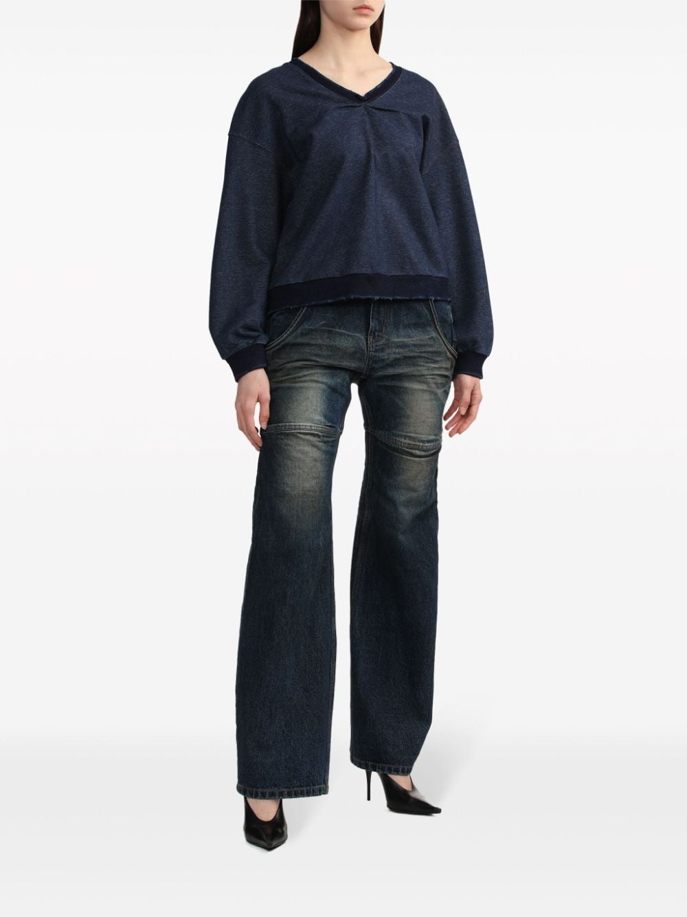 ruched-detail cotton sweatshirt - 2